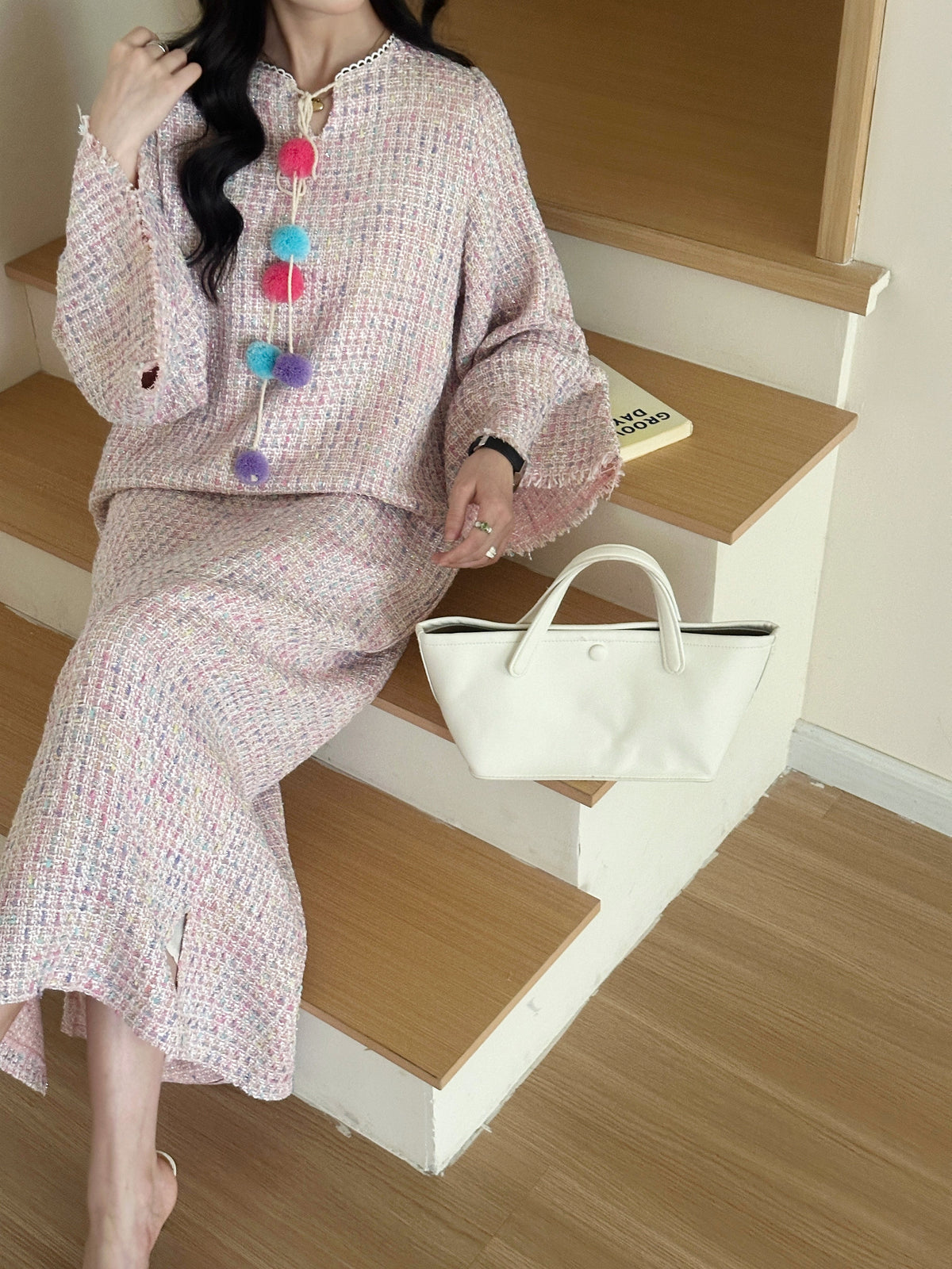 Rina Tweed Dress Pink