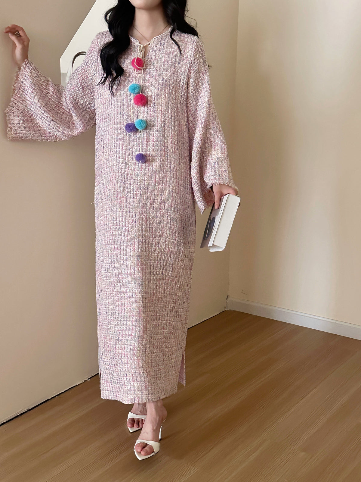 Rina Tweed Dress Pink