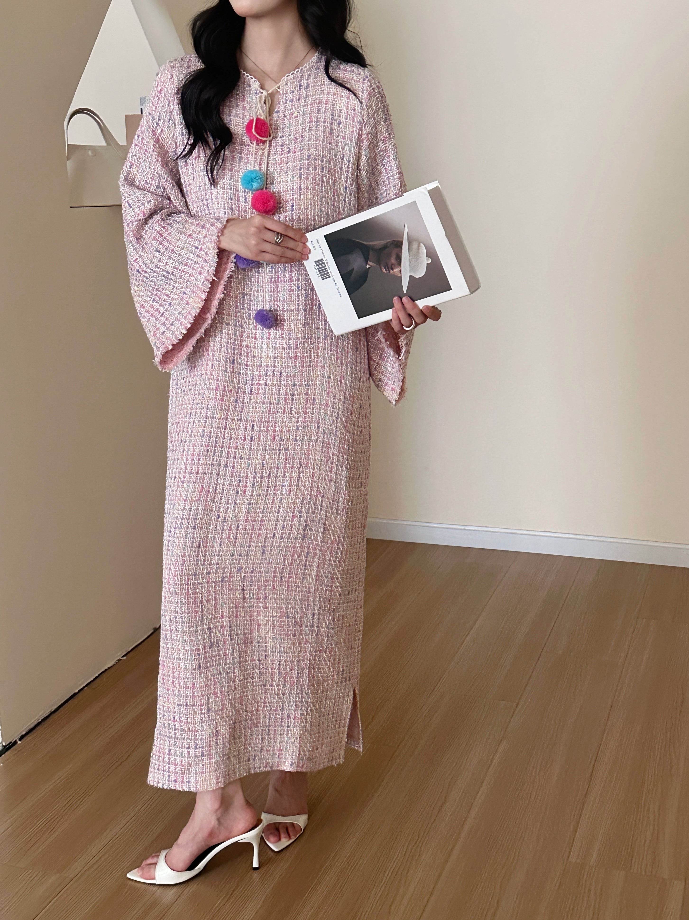 Rina Tweed Dress Pink