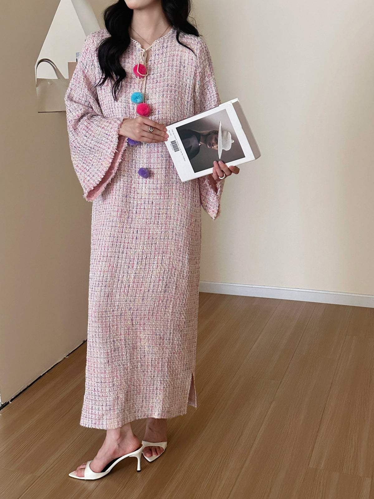 Rina Tweed Dress Pink