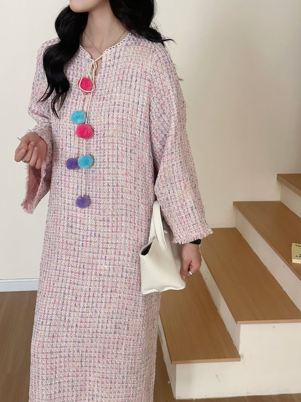 Rina Tweed Dress Pink