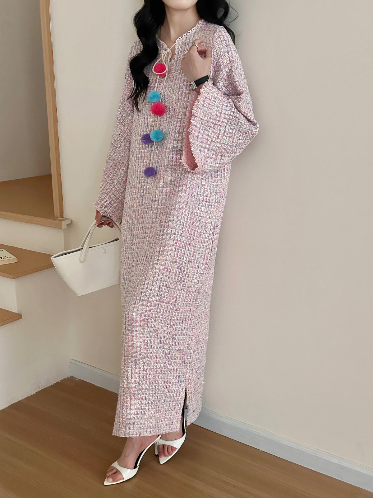 Rina Tweed Dress Pink