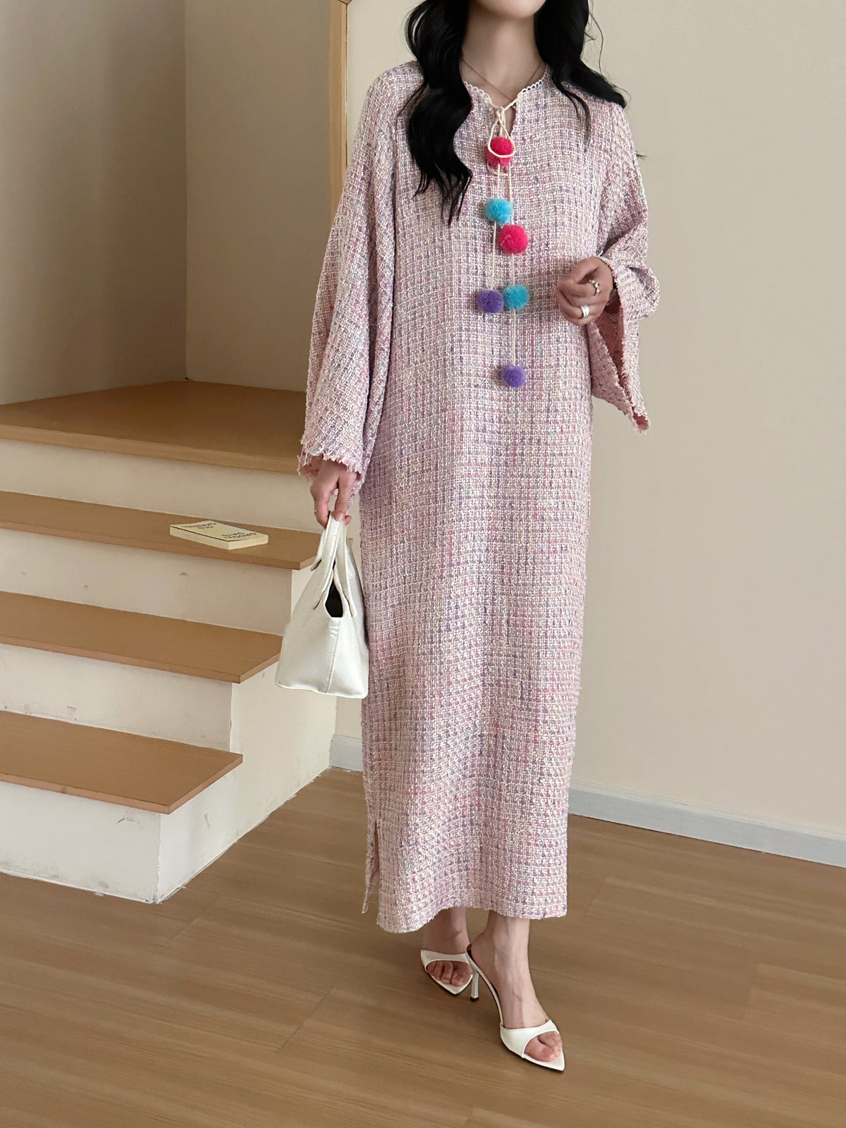 Rina Tweed Dress Pink