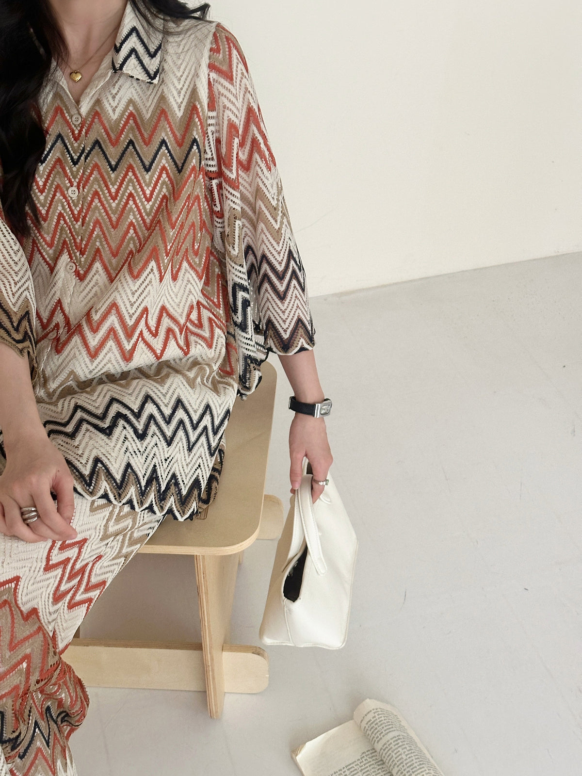 Paros Crochet Suit with Zig Zag Details