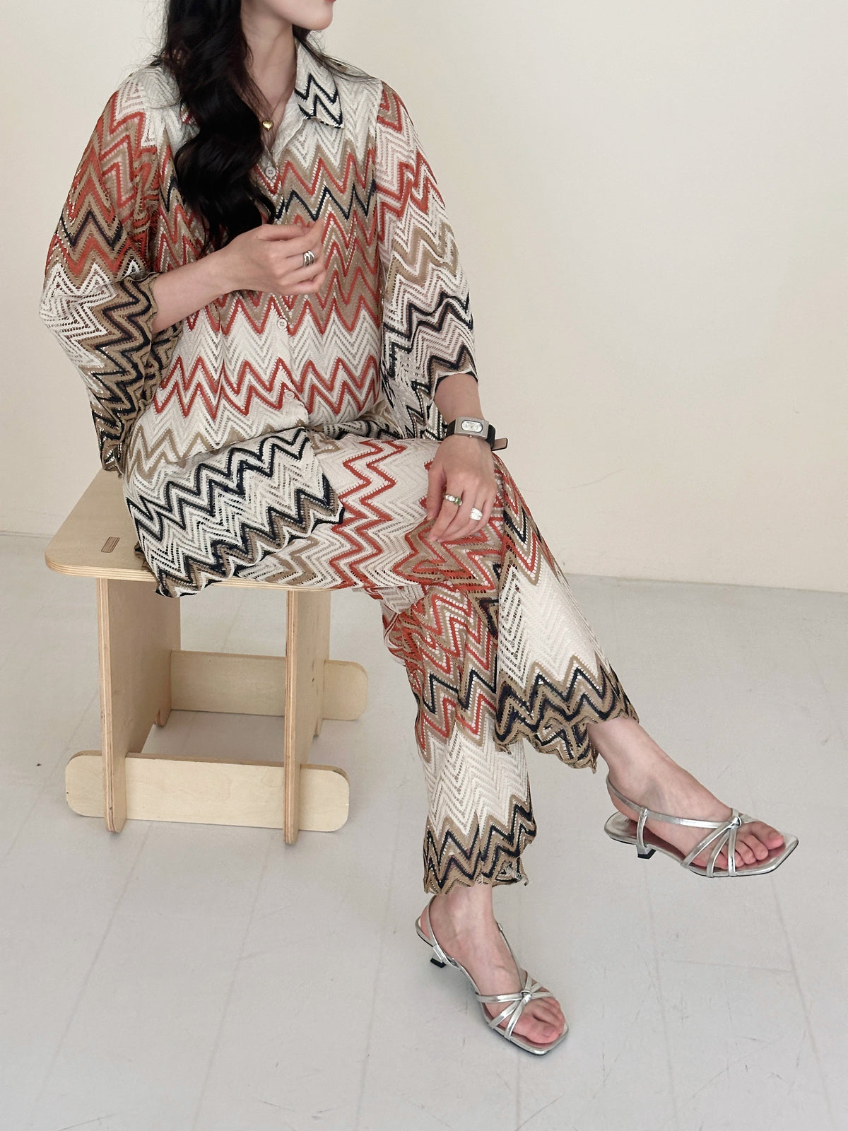 Paros Crochet Suit with Zig Zag Details