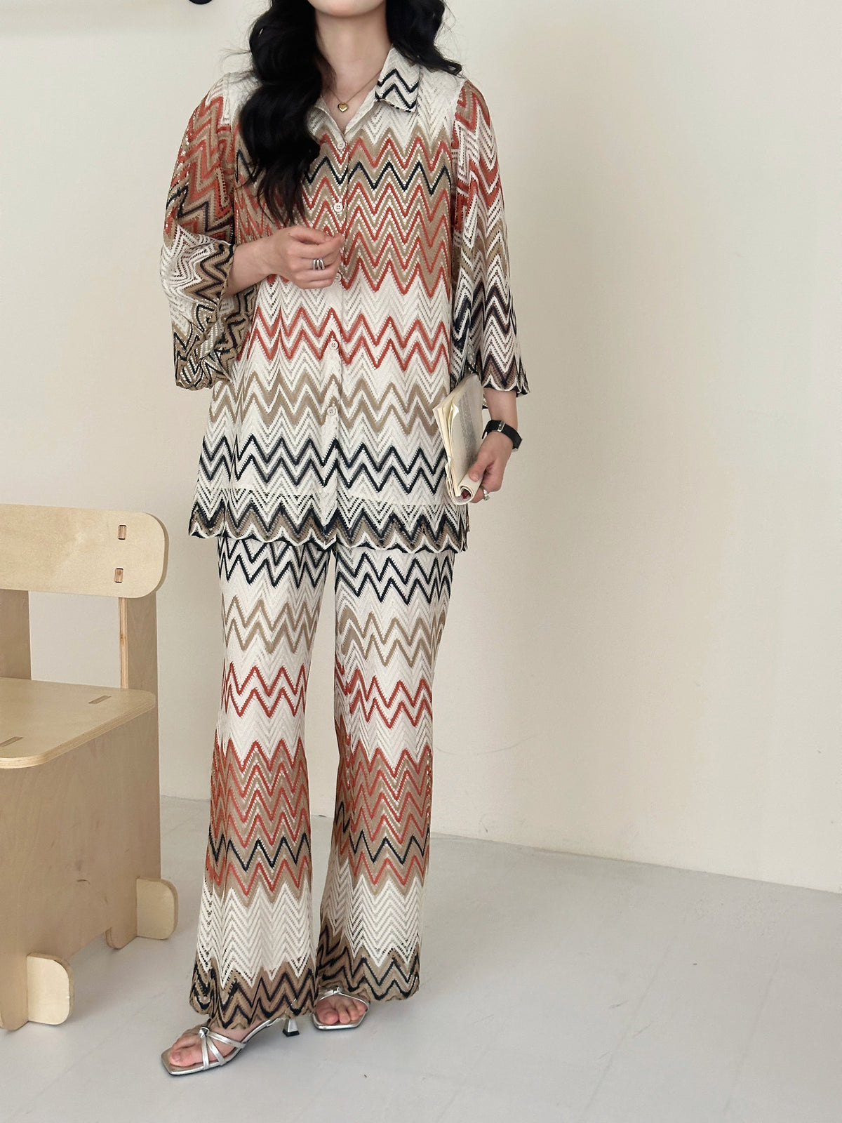Paros Crochet Suit with Zig Zag Details