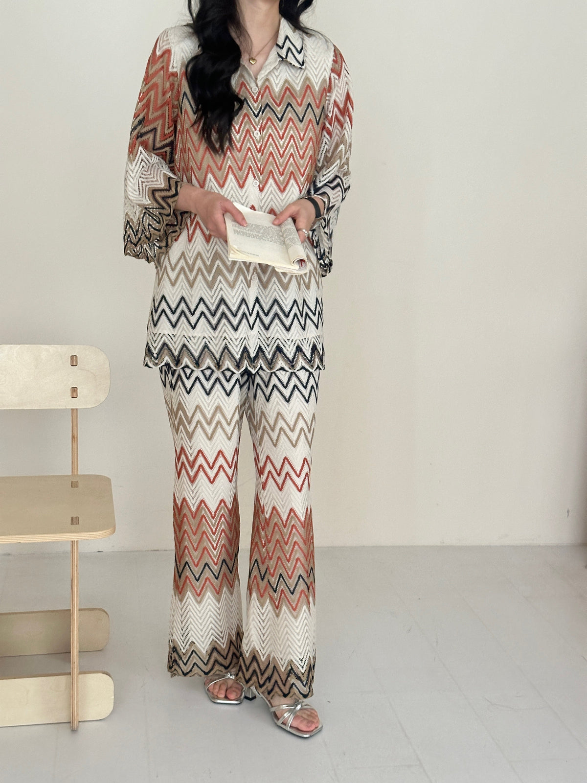 Paros Crochet Suit with Zig Zag Details