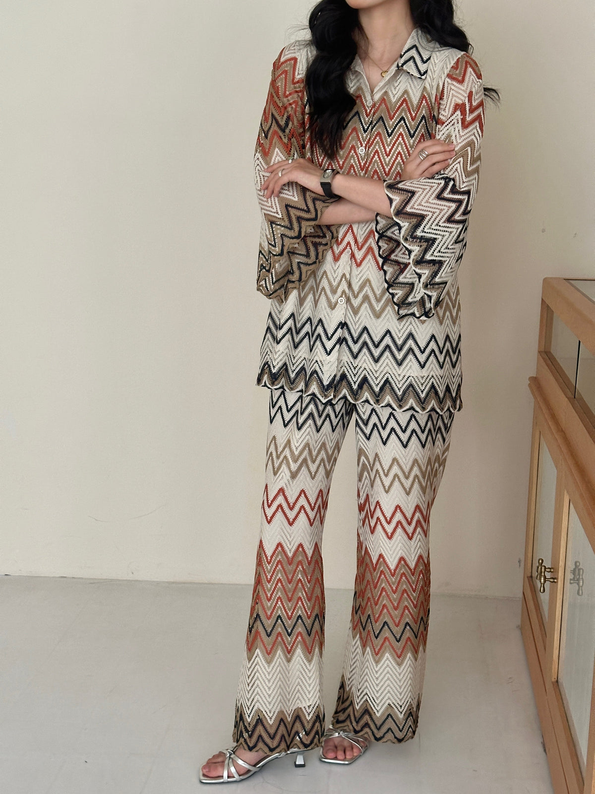 Paros Crochet Suit with Zig Zag Details