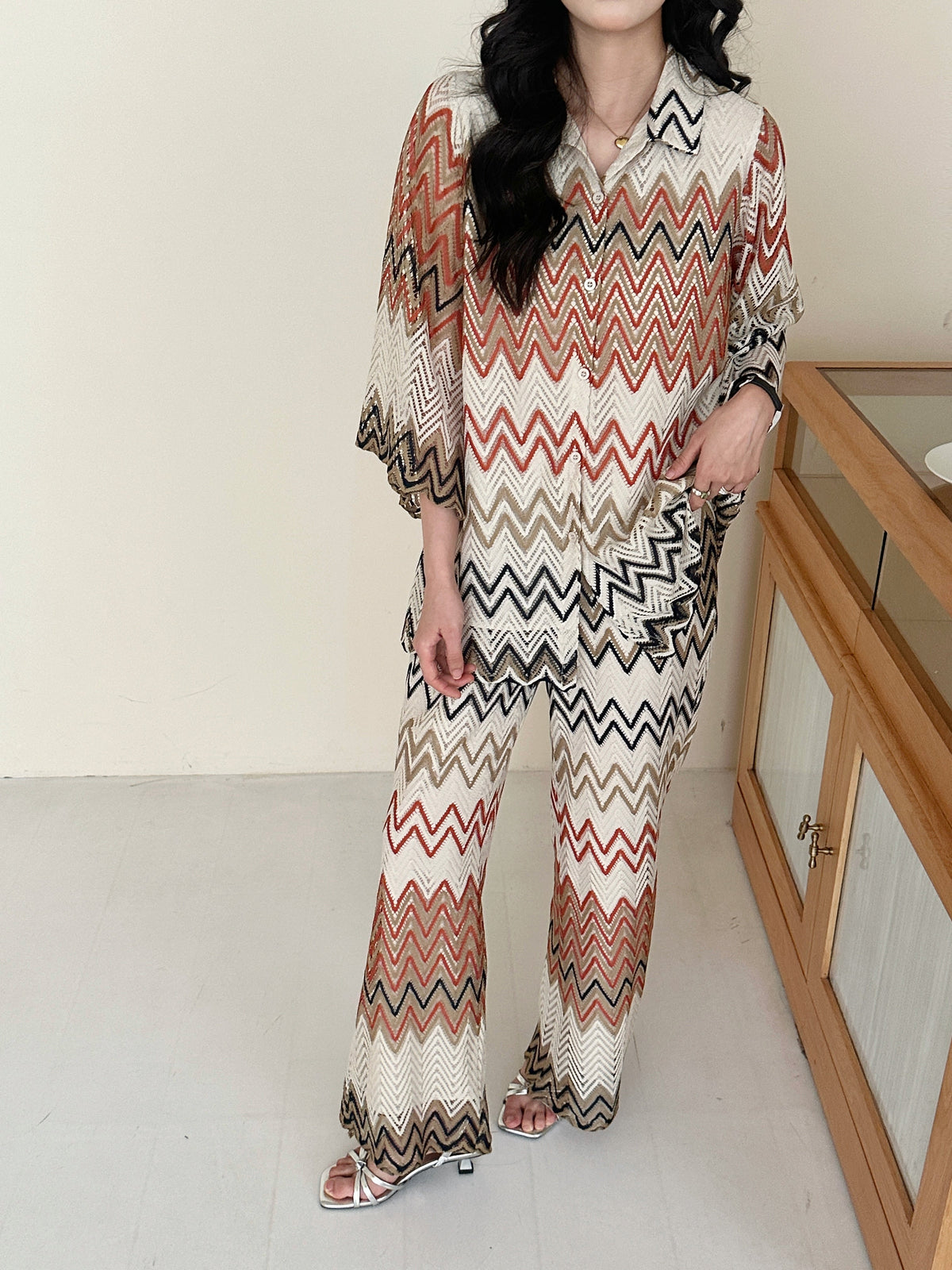 Paros Crochet Suit with Zig Zag Details