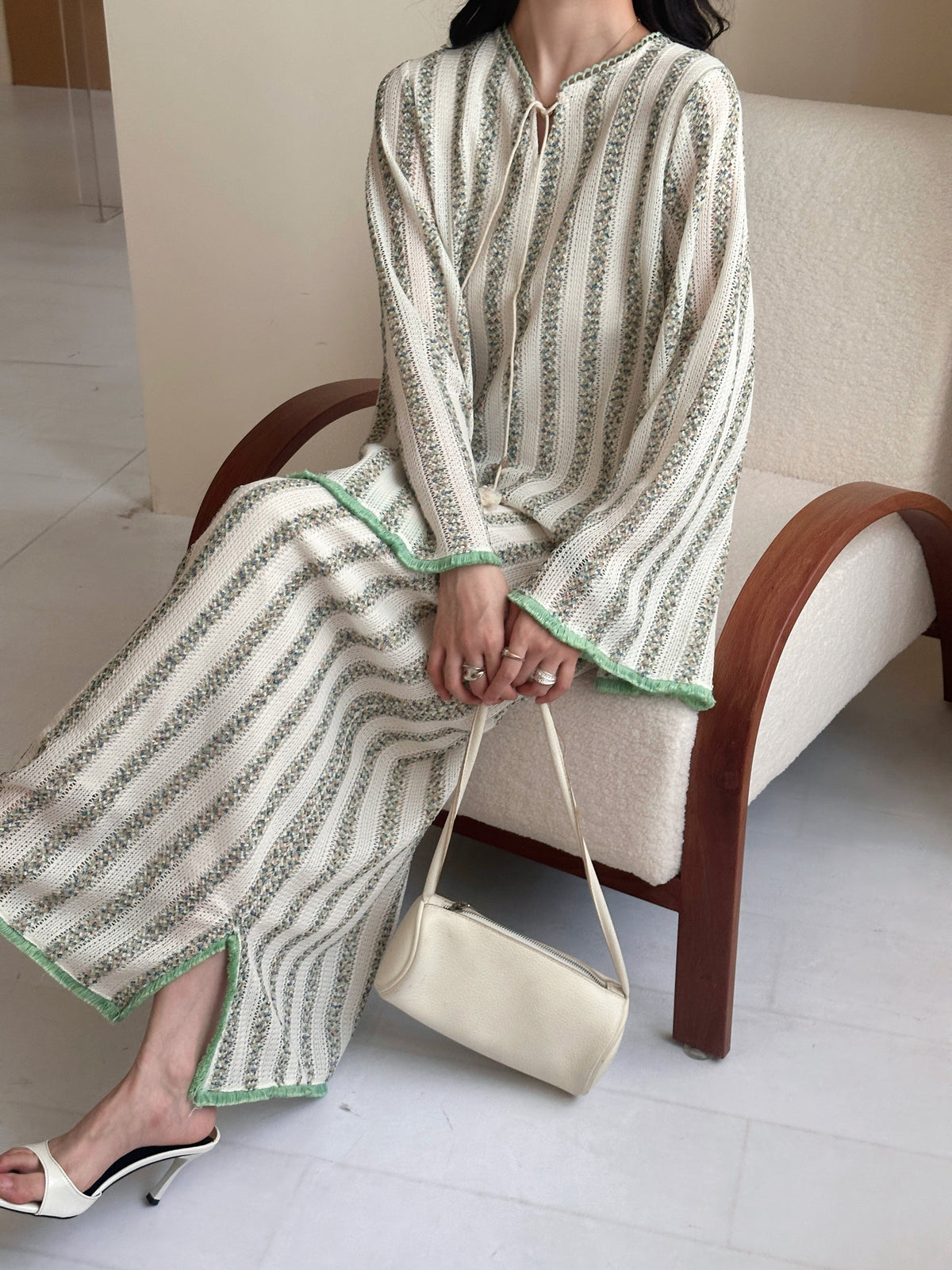 Raeesa Crochet Detail Dress with Fringe