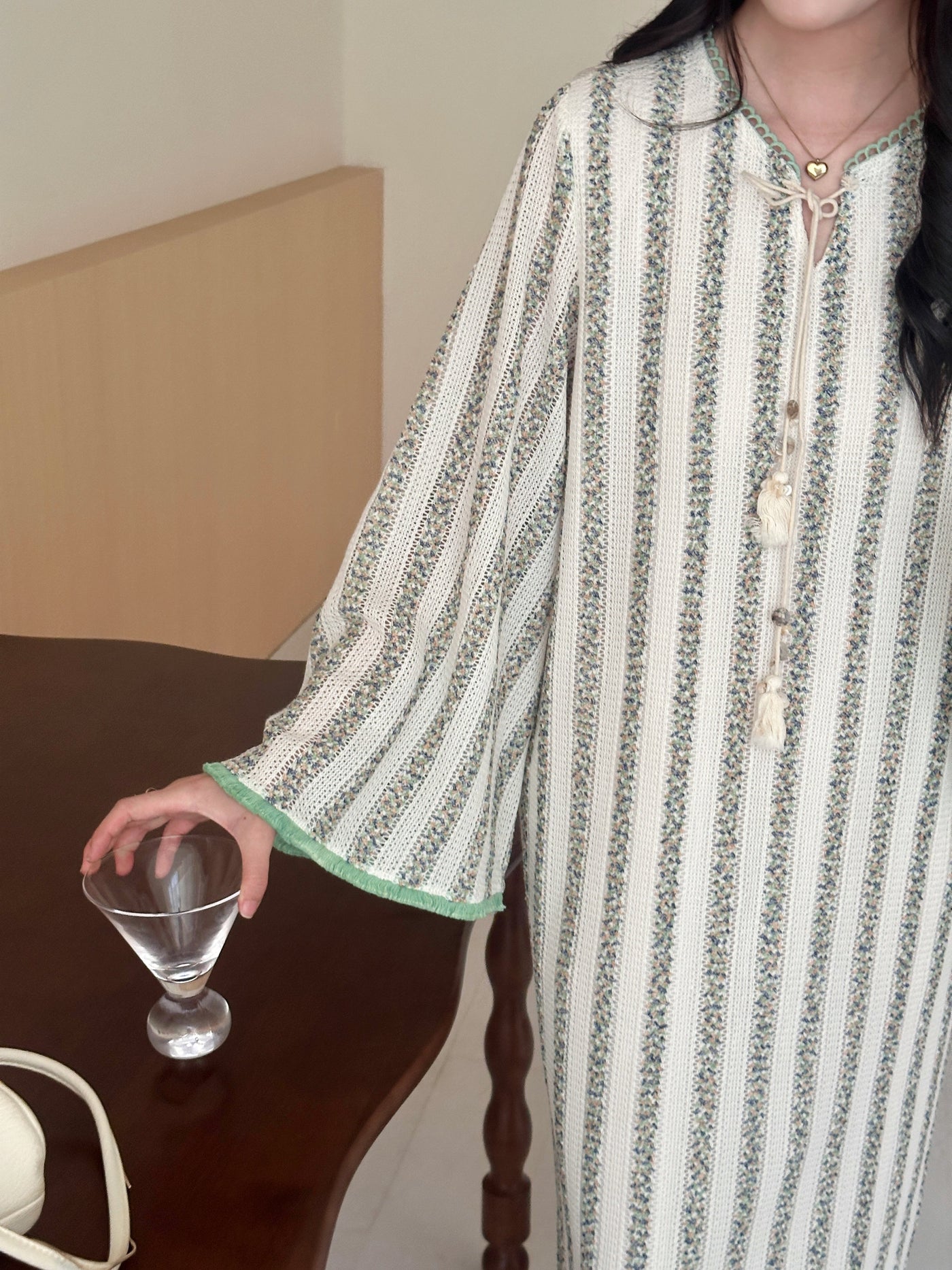 Raeesa Crochet Detail Dress With Fringe