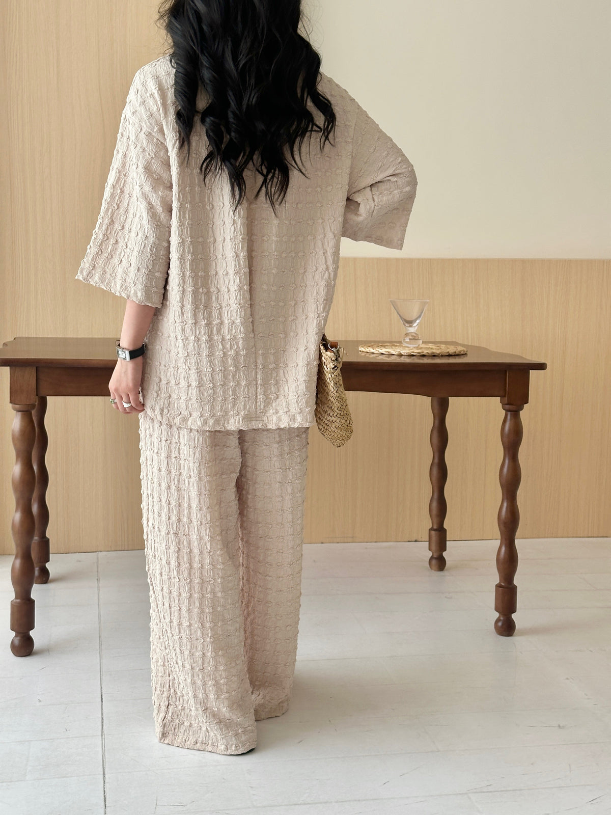 Zaira Oatmilk Textured Suit
