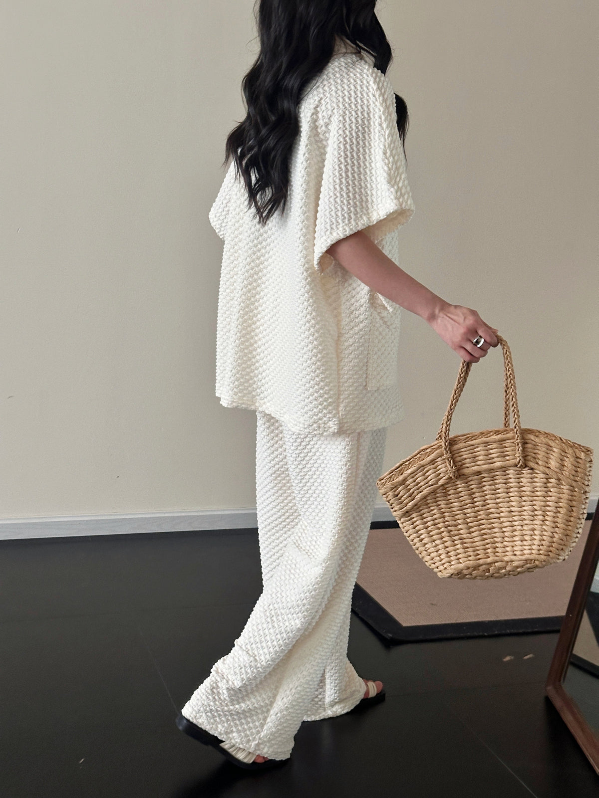 Naira Pearl Textured Suit with Zipper