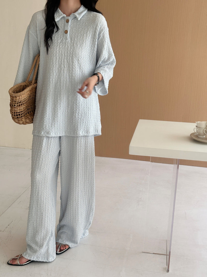 Laya Pale Blue Textured Suit