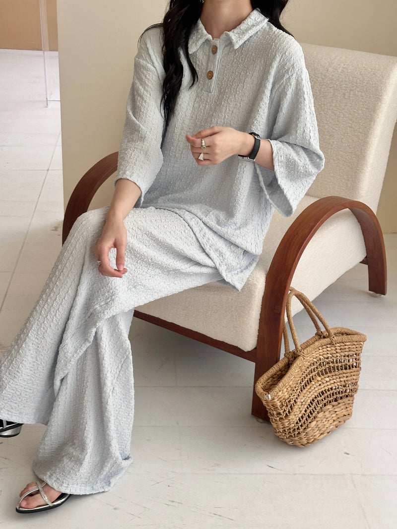 Laya Pale Blue Textured Suit