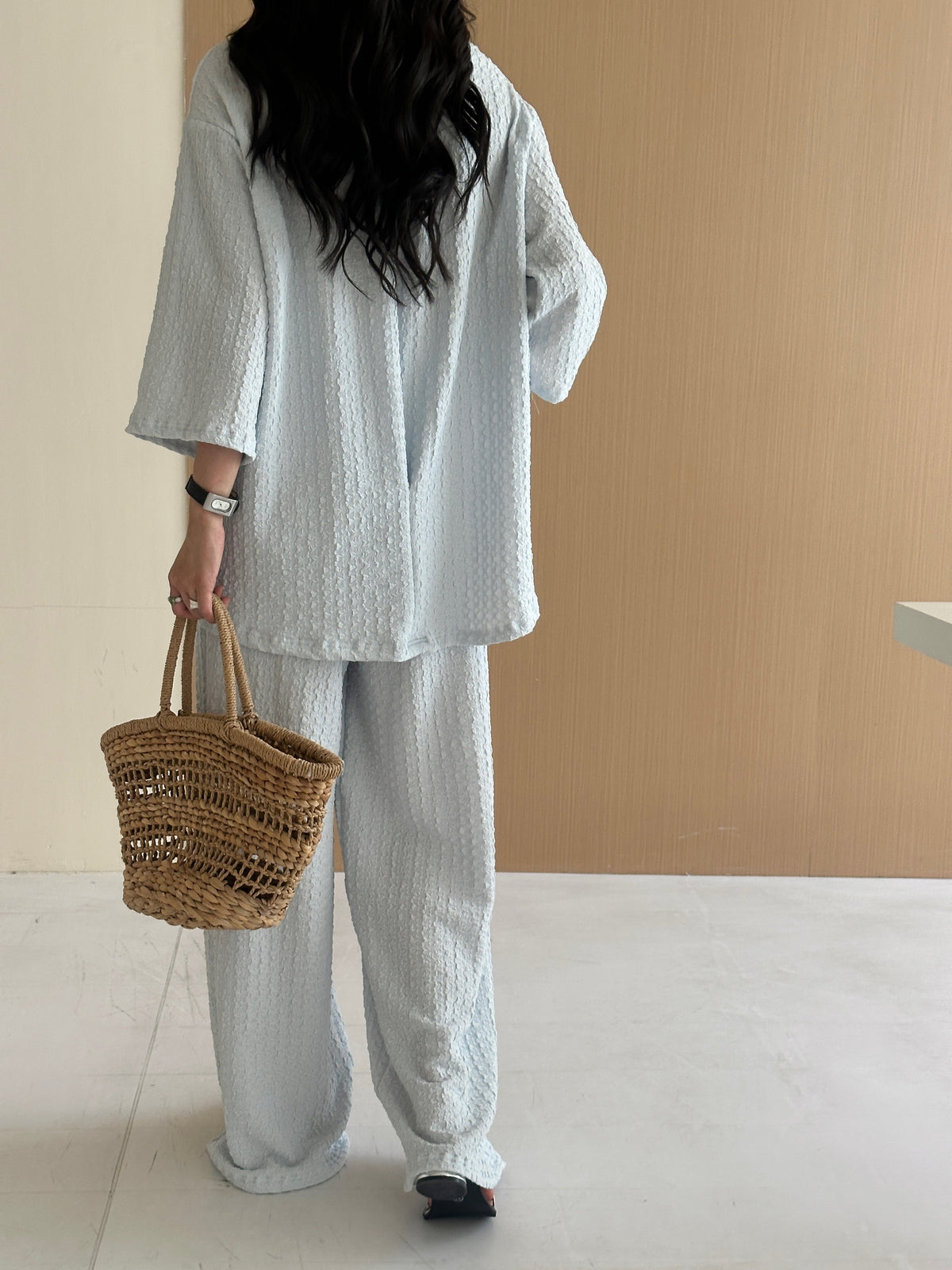Laya Pale Blue textured suit