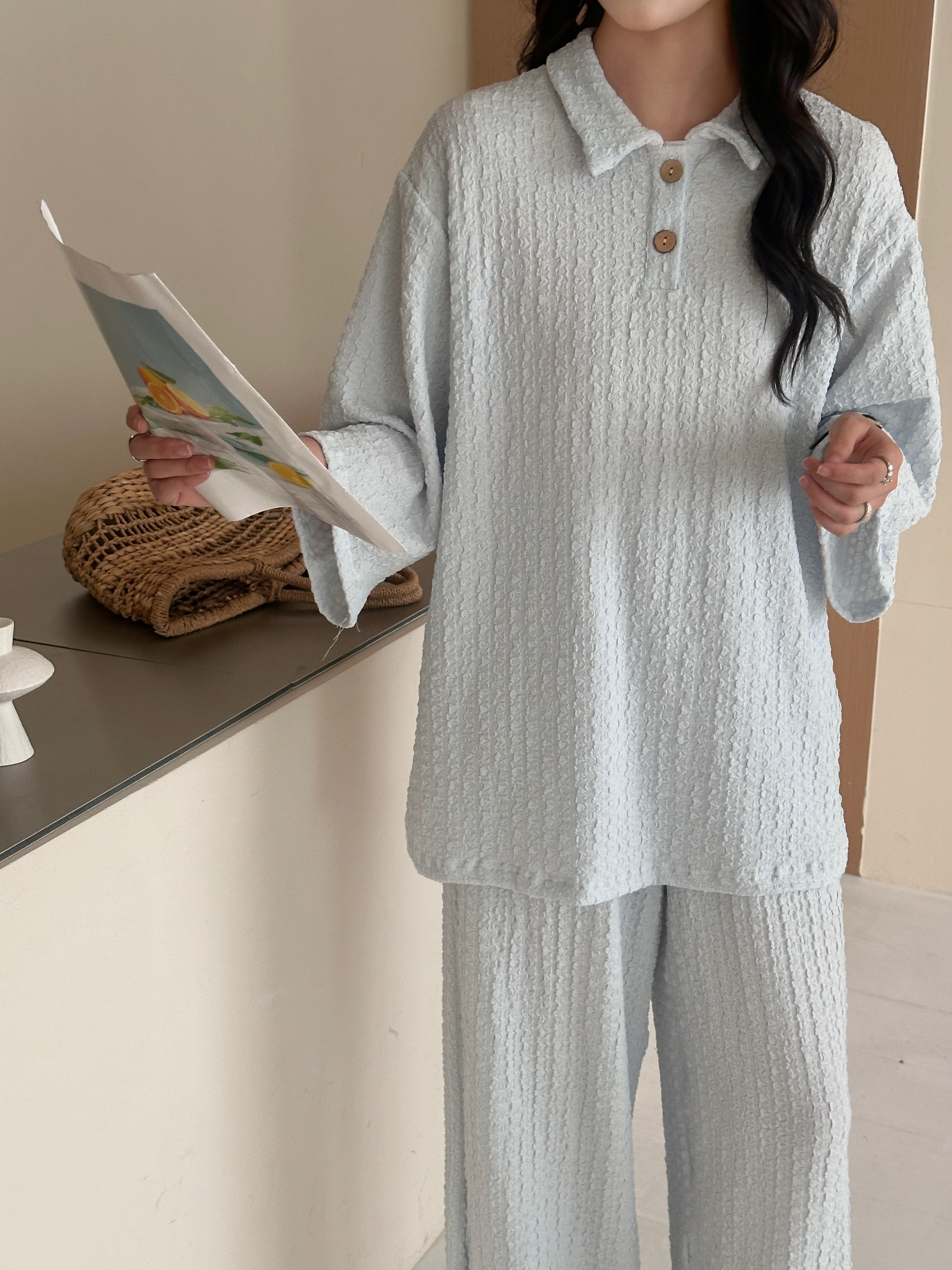 Laya Pale Blue textured suit