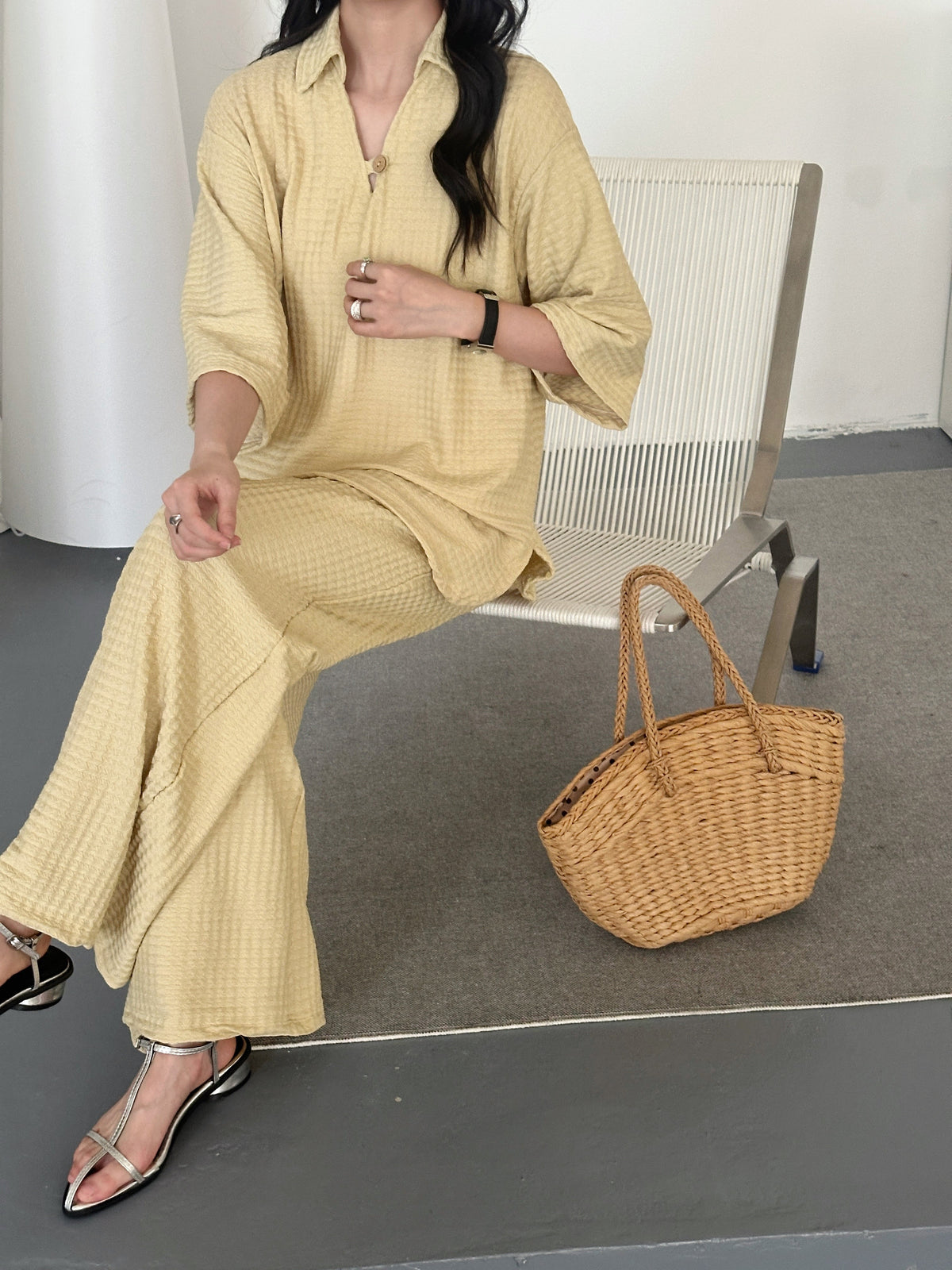 Sara Butter Yellow Textured suit