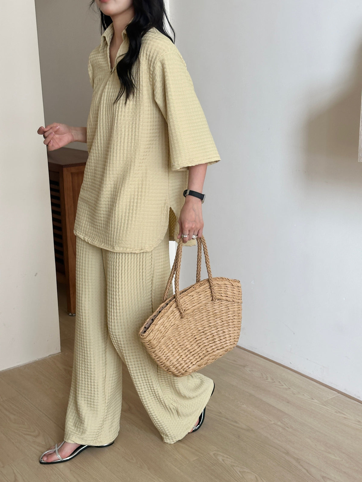 Sara Butter Yellow Textured suit
