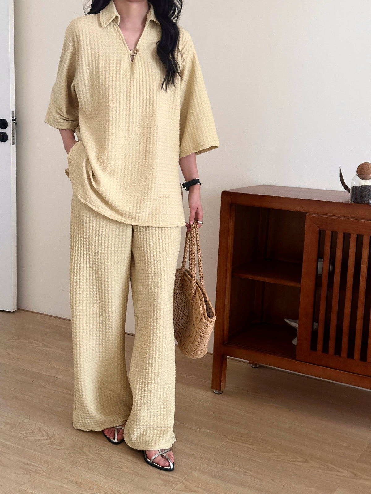 Sara Butter Yellow Textured suit