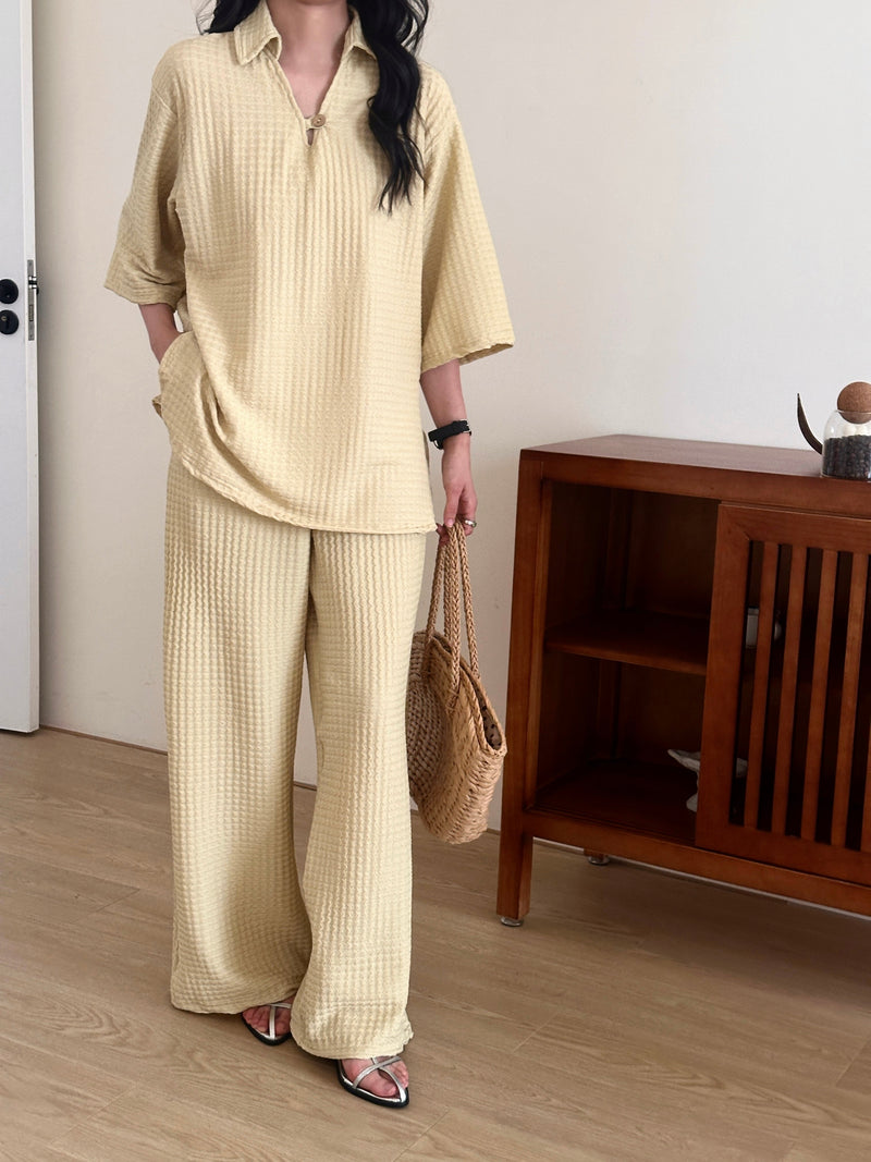 Sara Butter Yellow Textured Suit