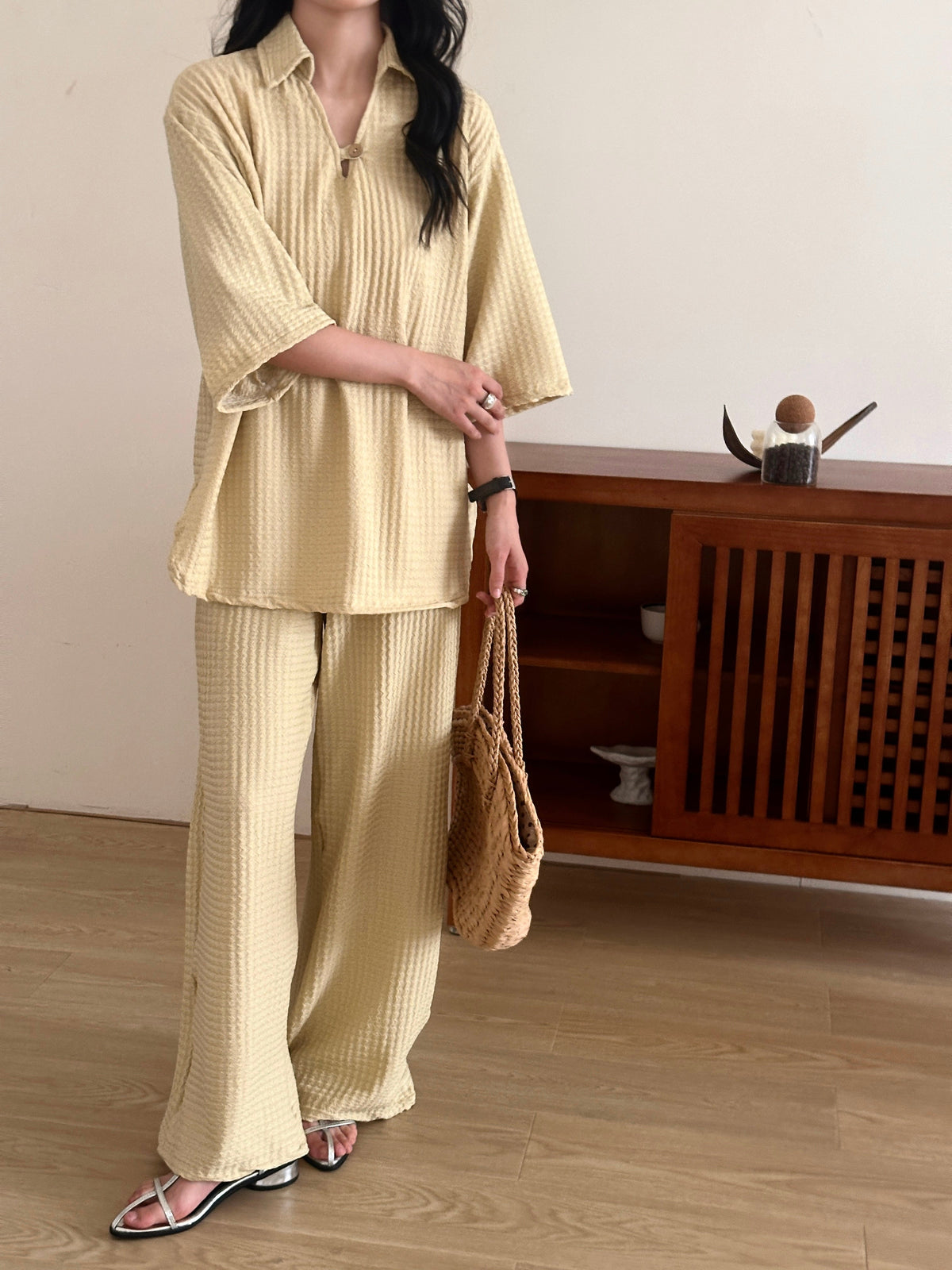 Sara Butter Yellow Textured suit