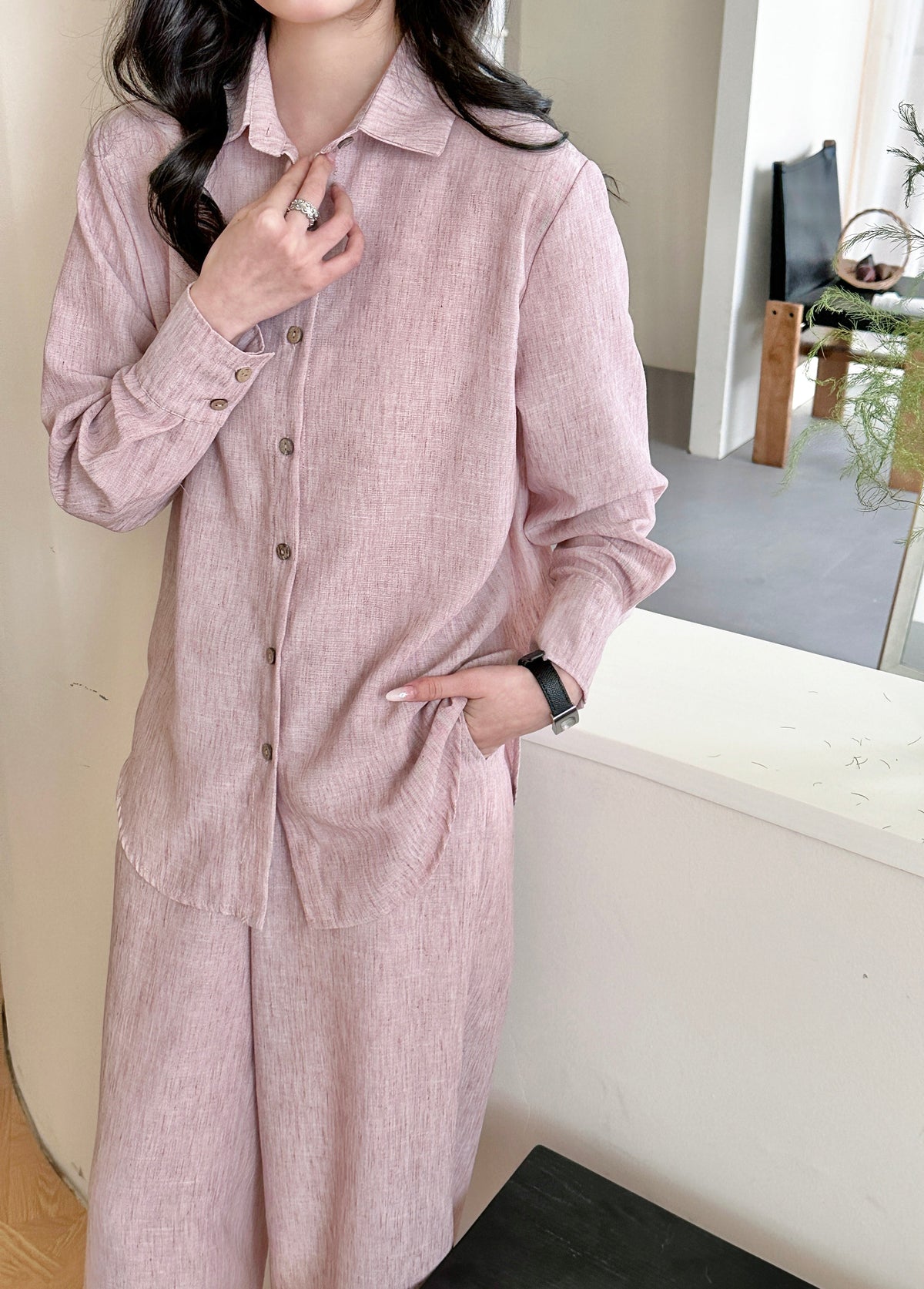 Panama Linen Suit with Buttons Kashmiri Chai