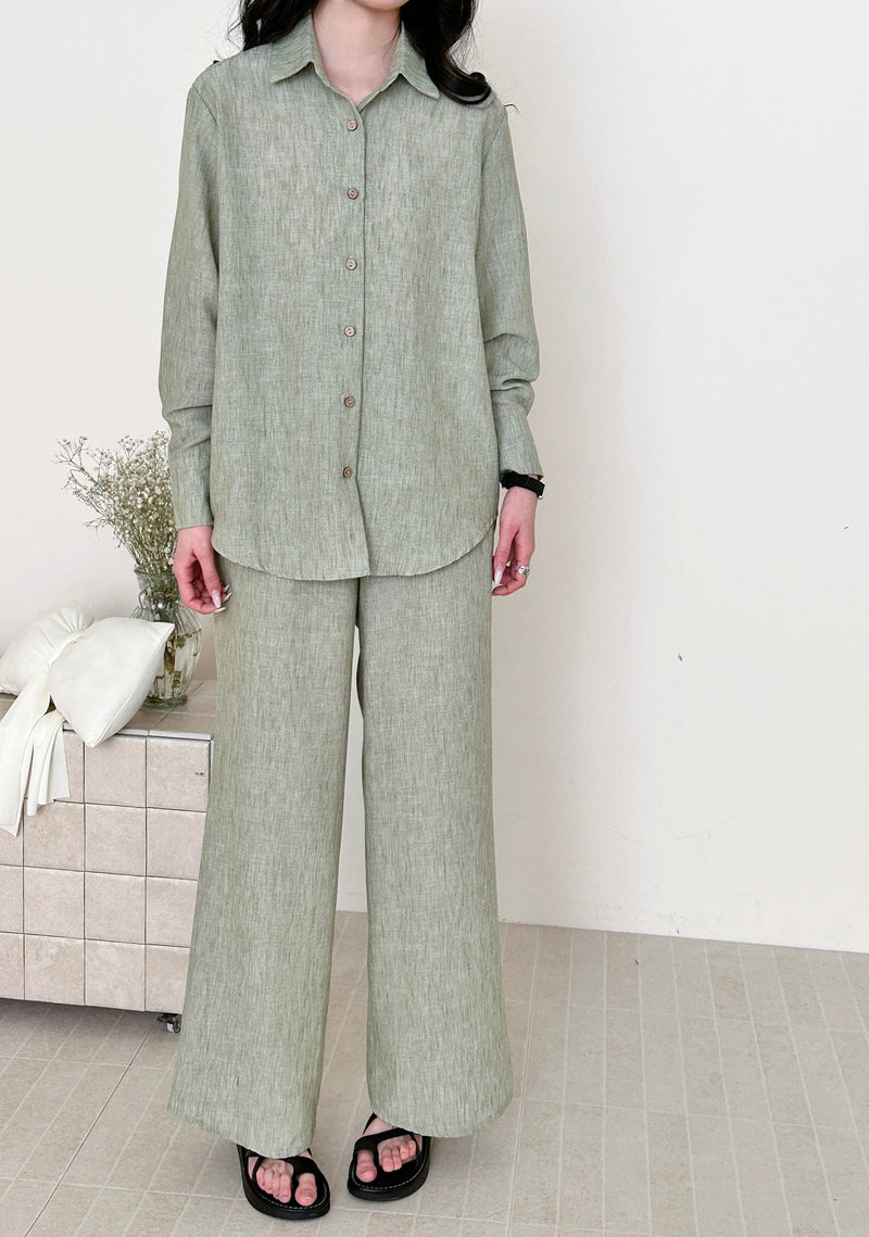 Panama Linen Suit With Buttons Pistachio