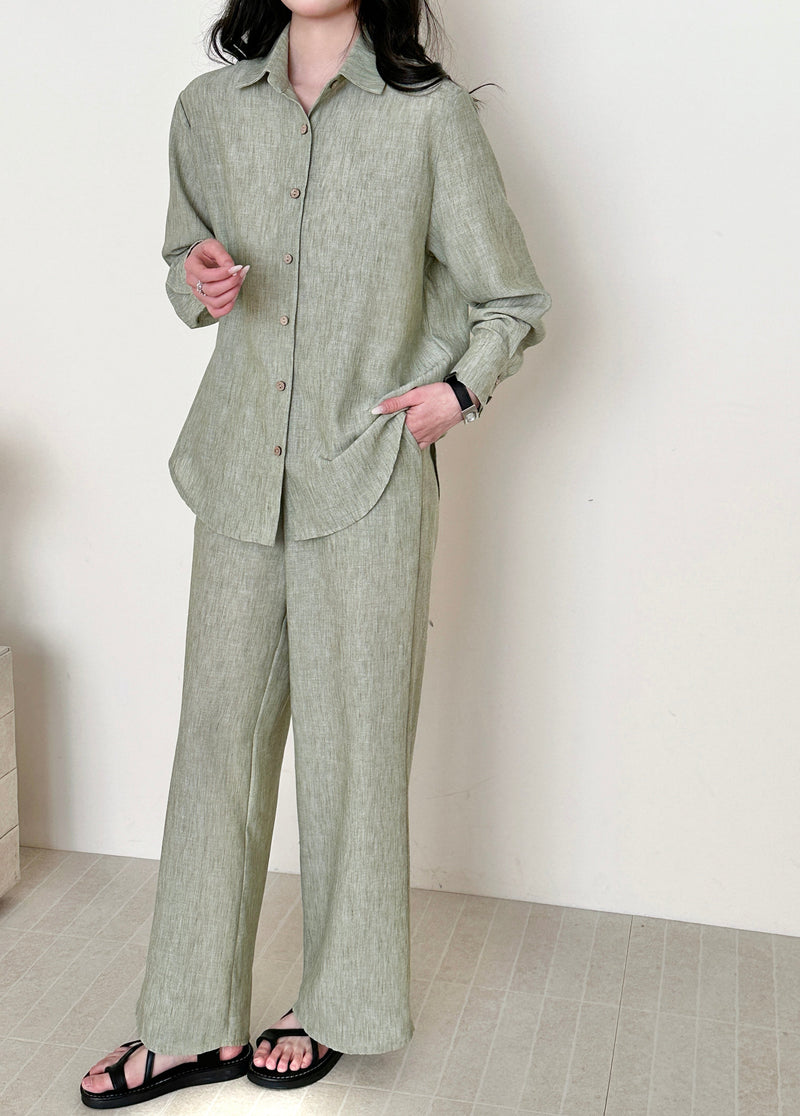 Panama Linen Suit With Buttons Pistachio