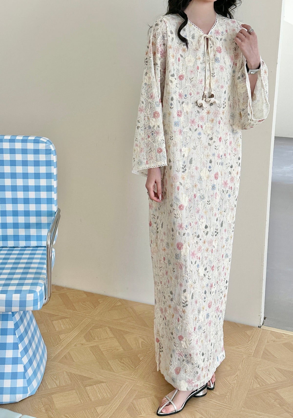 Bali Floral Crochet Dress with Tassel