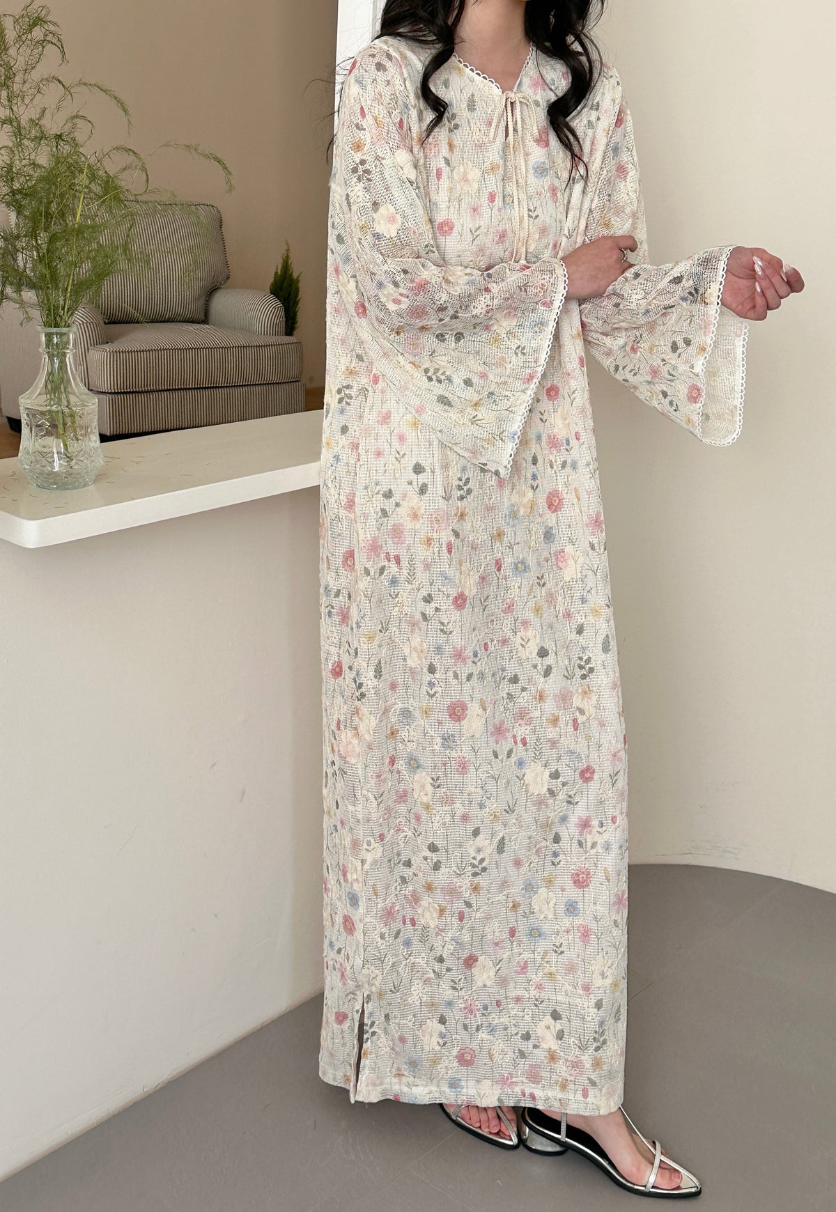 Bali Floral Crochet Dress with Tassel