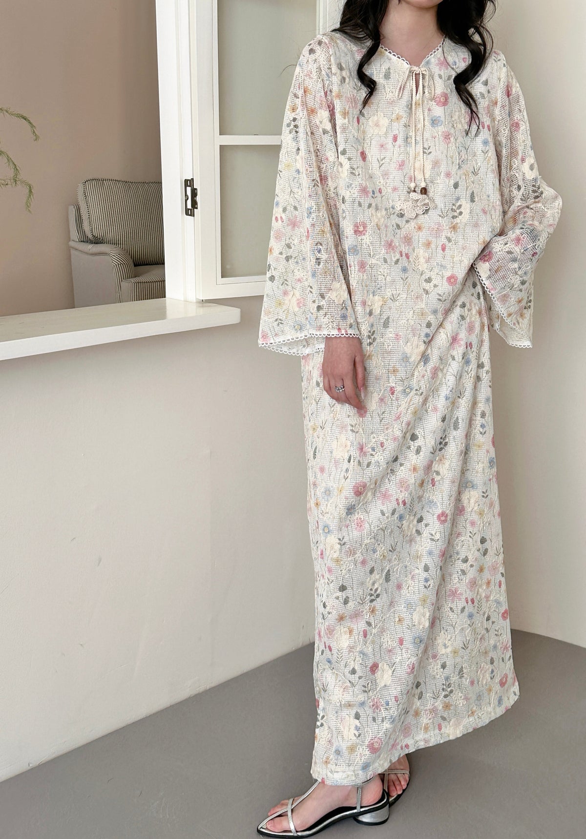 Bali Floral Crochet Dress with Tassel