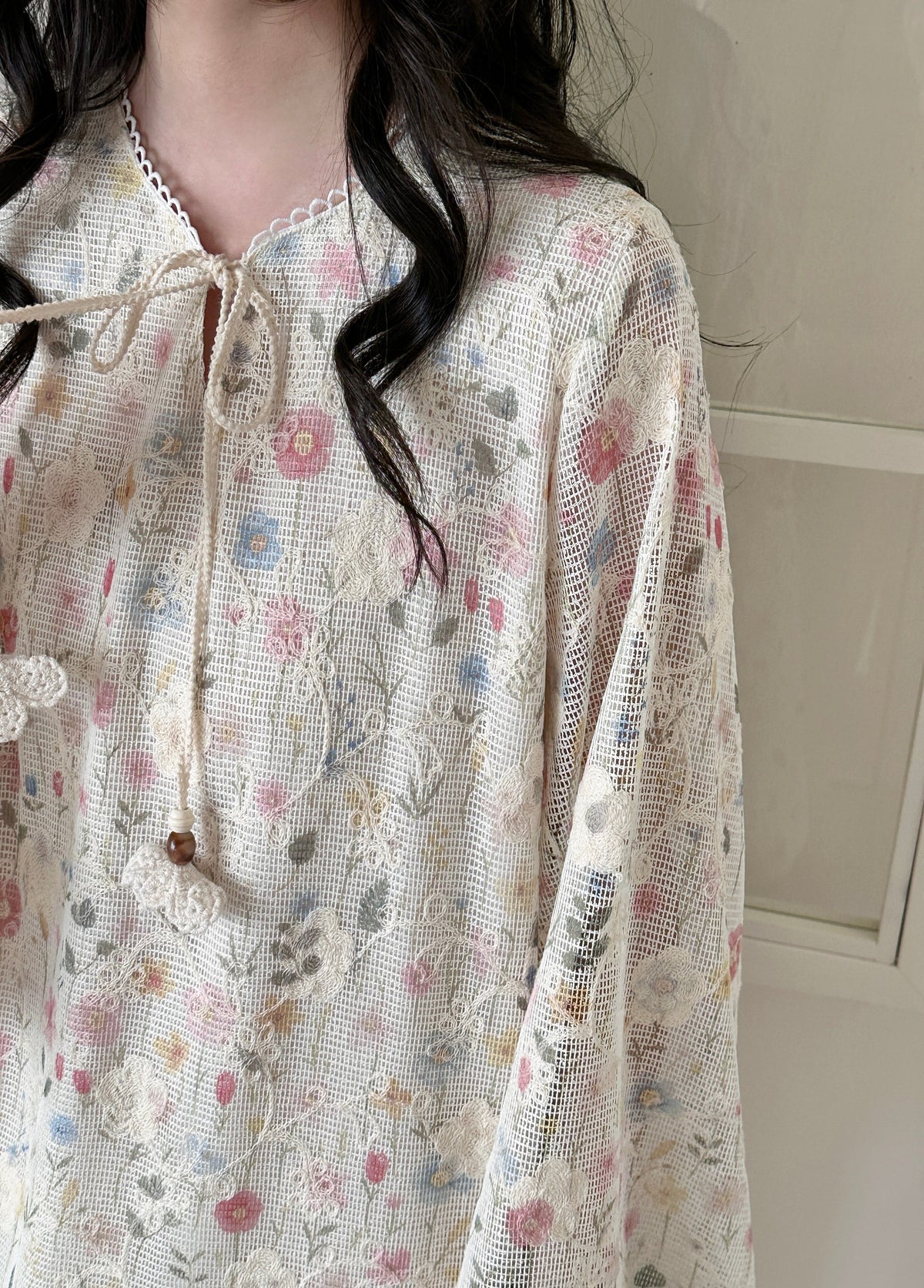 Bali Floral Crochet Dress with Tassel