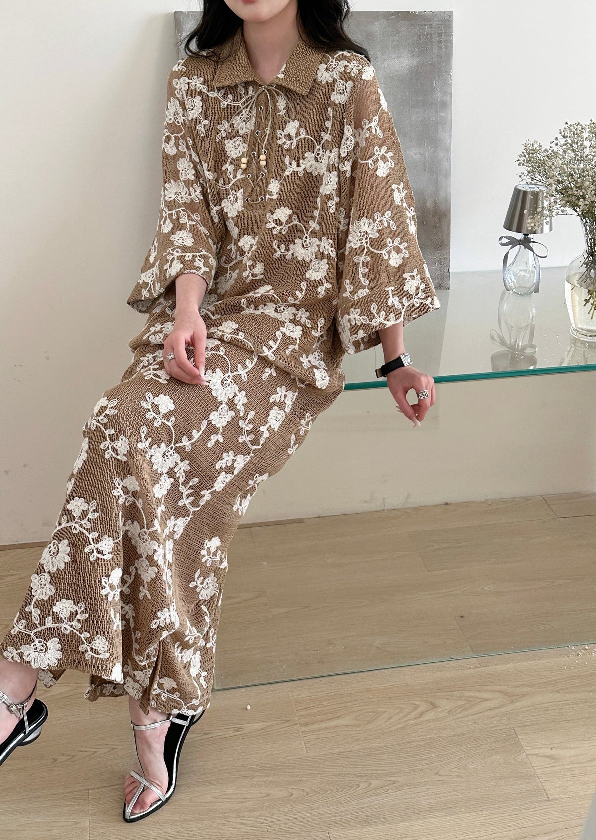 Mahé Embroidered Knit Dress with Tassel