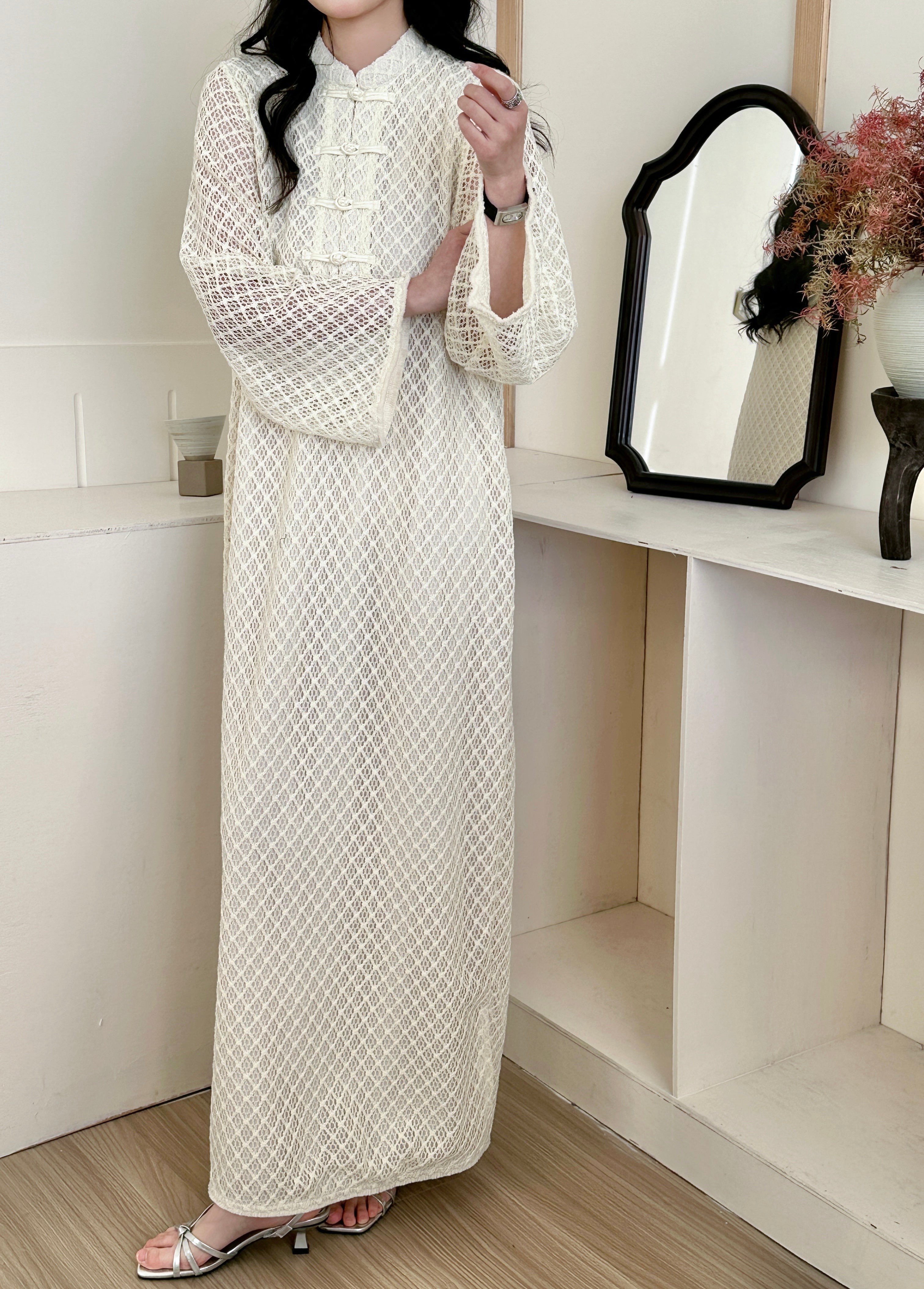 Gili Off White Miniature Lace Affect dress
