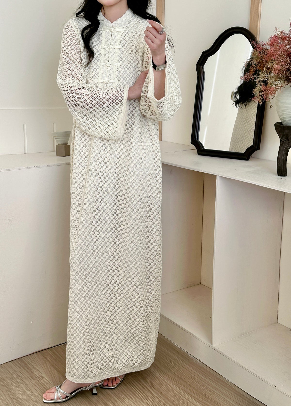 Gili Off White Miniature Lace Affect dress