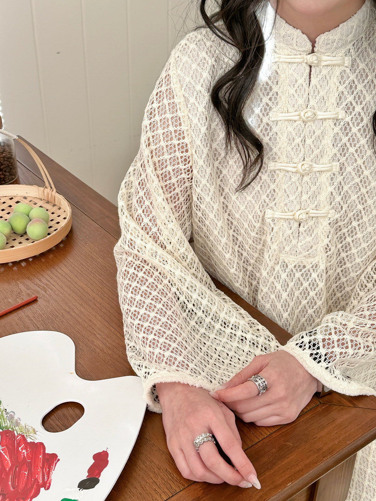 Gili Off White Miniature Lace Affect dress