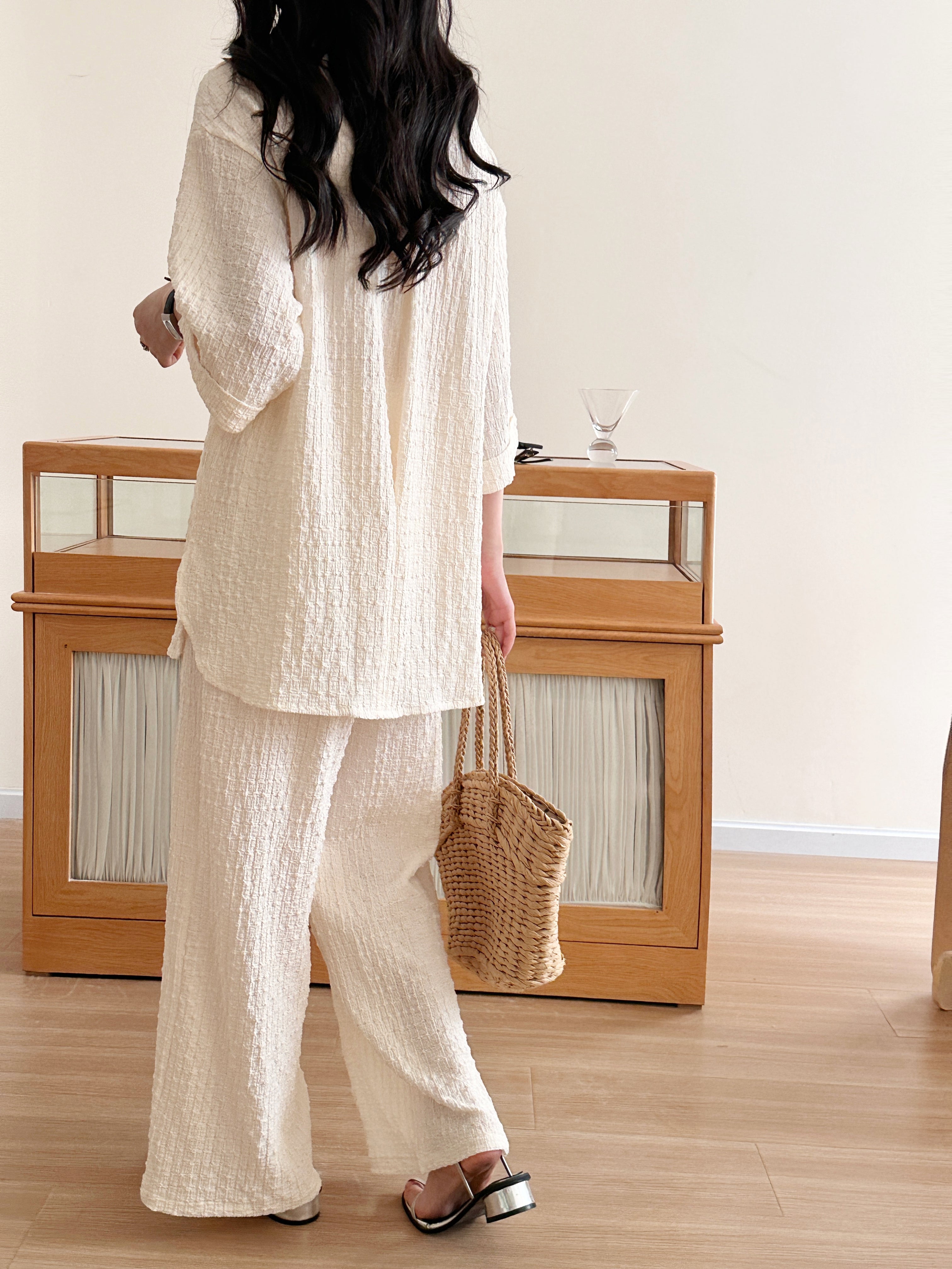 Kaya Textured Suit Offwhite with Zipper