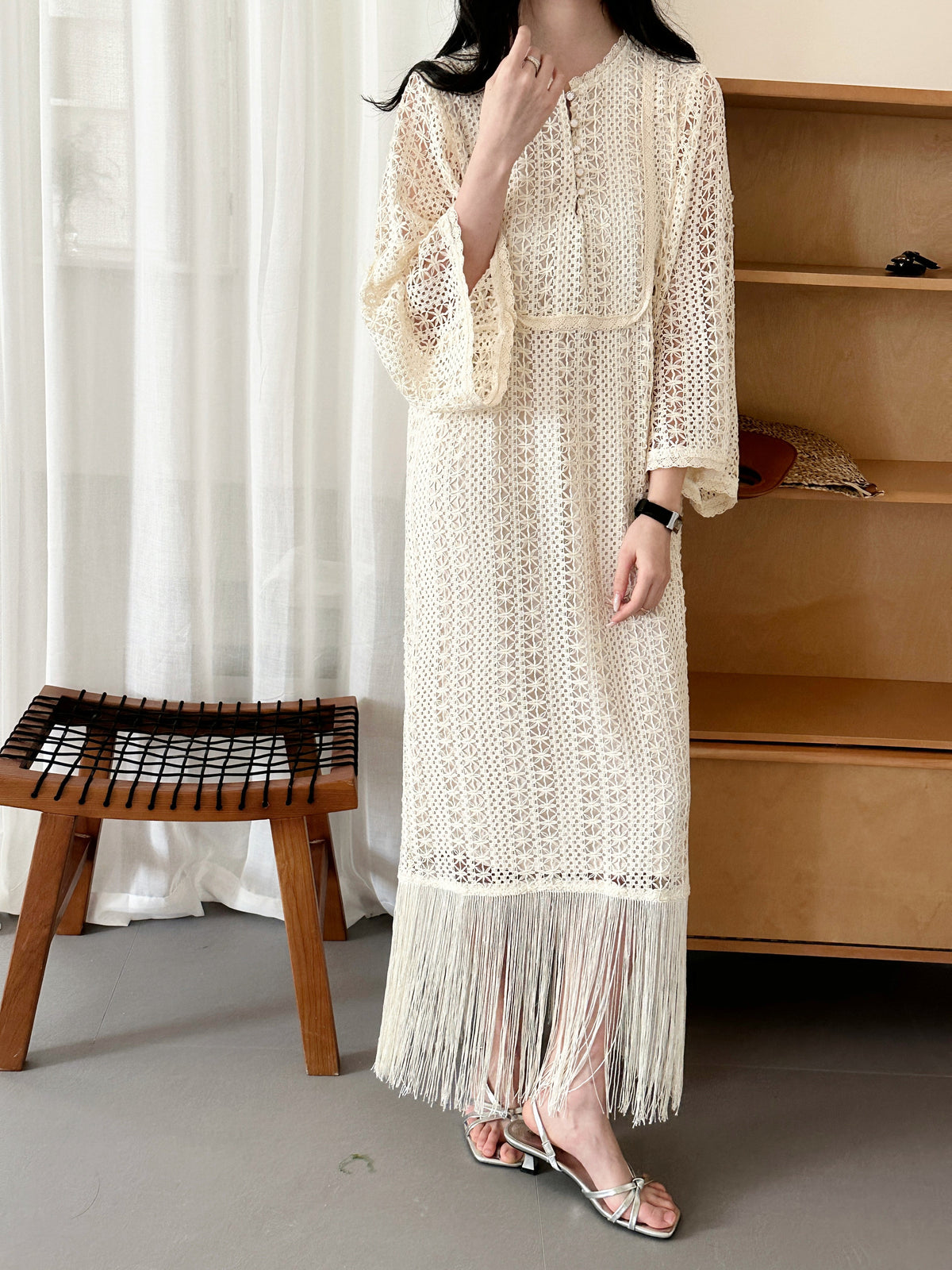 Maui Crochet Dress with Fringe Details