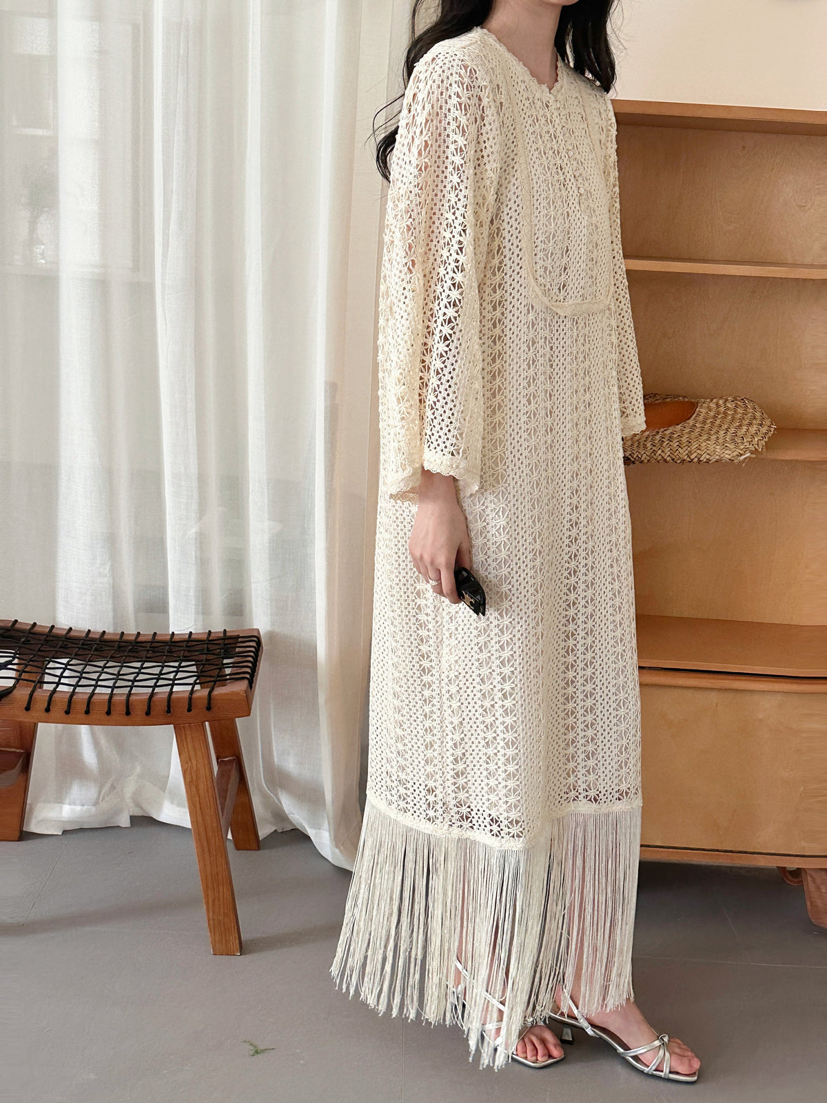 Maui Crochet Dress with Fringe Details