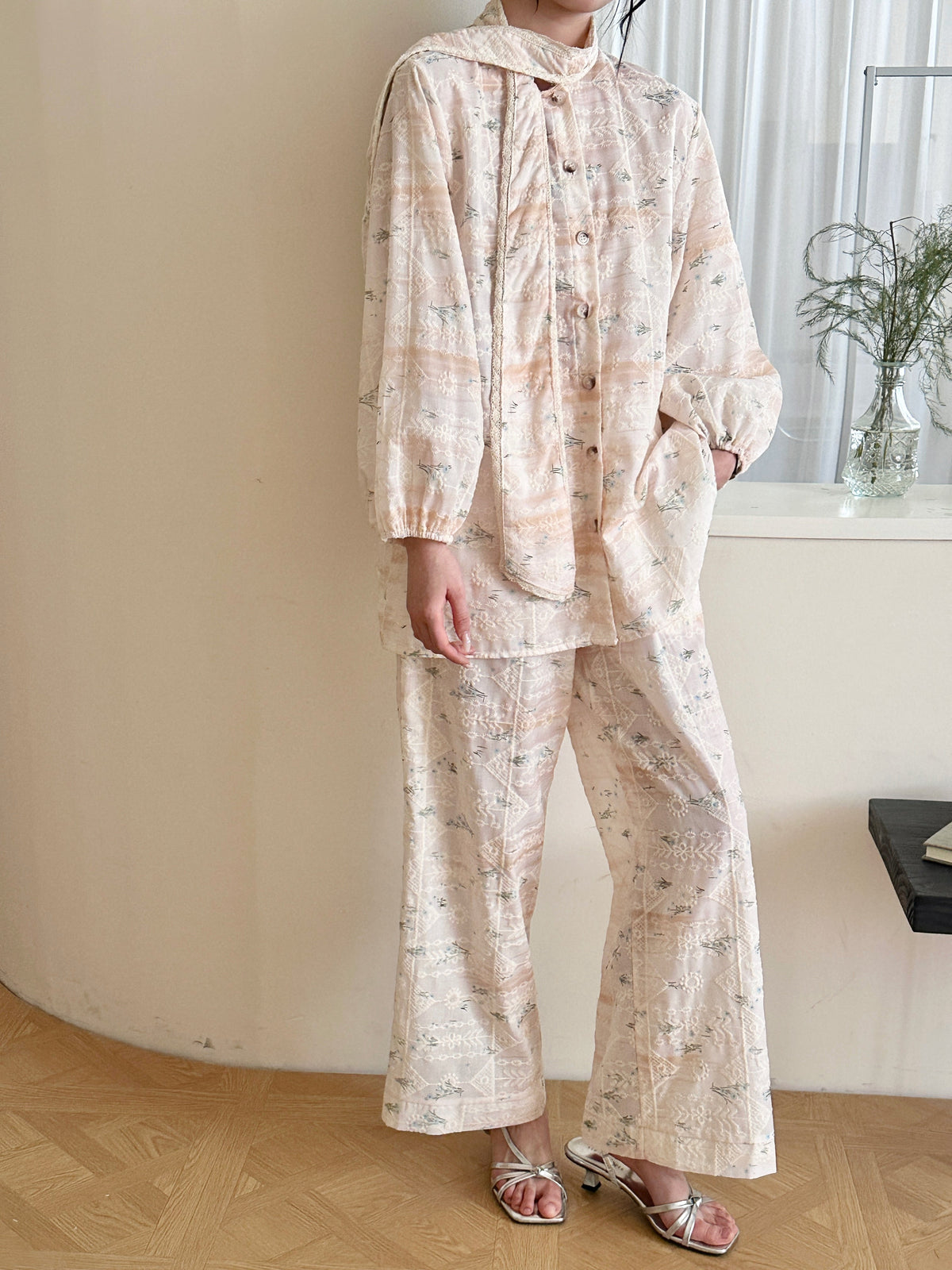 Seychelles Suit with Attached Scarf Detail