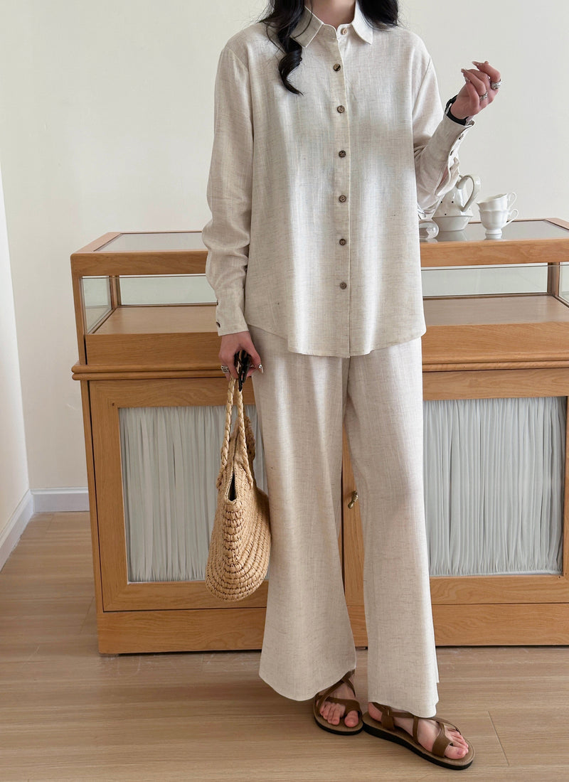 Panama Linen Suit With Buttons Oatmilk