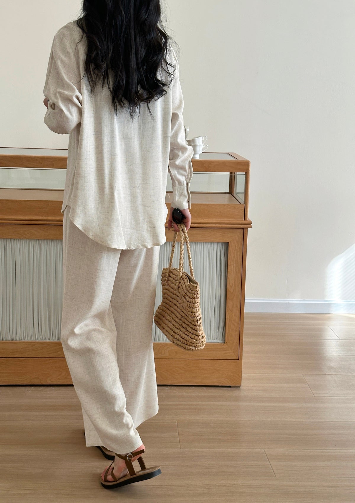 Panama Linen Suit with Buttons Oatmilk