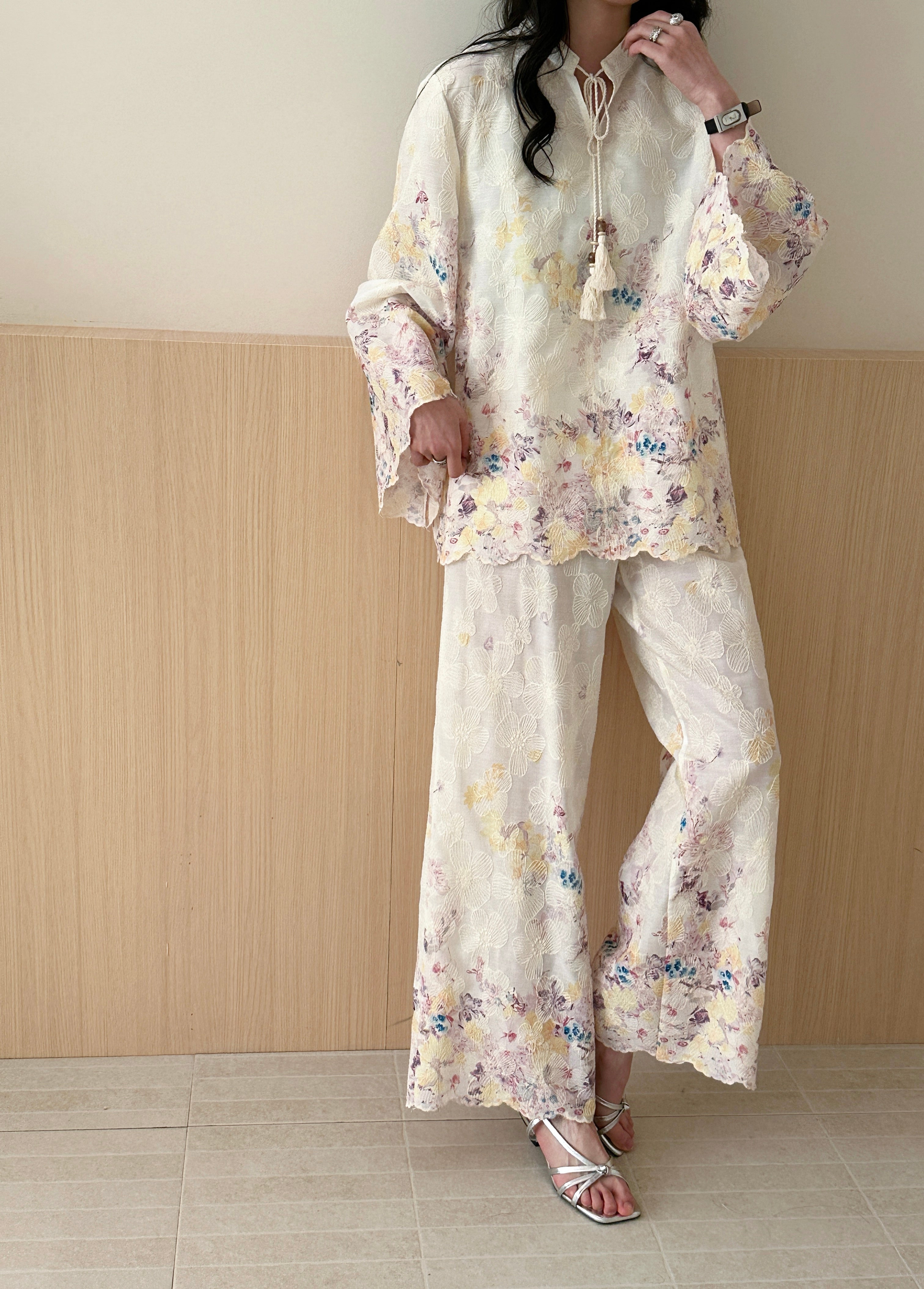 Galle Floral Suit with Embroidered Details