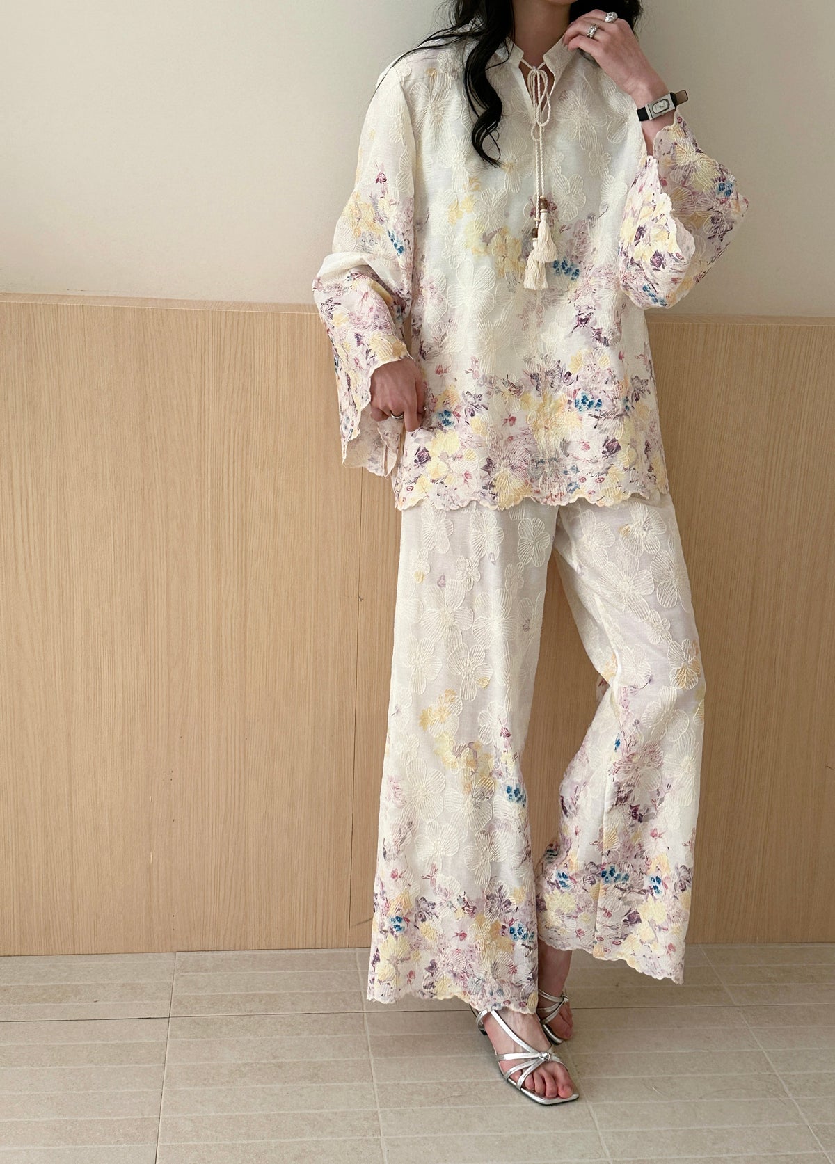 Galle Floral Suit with Embroidered Details