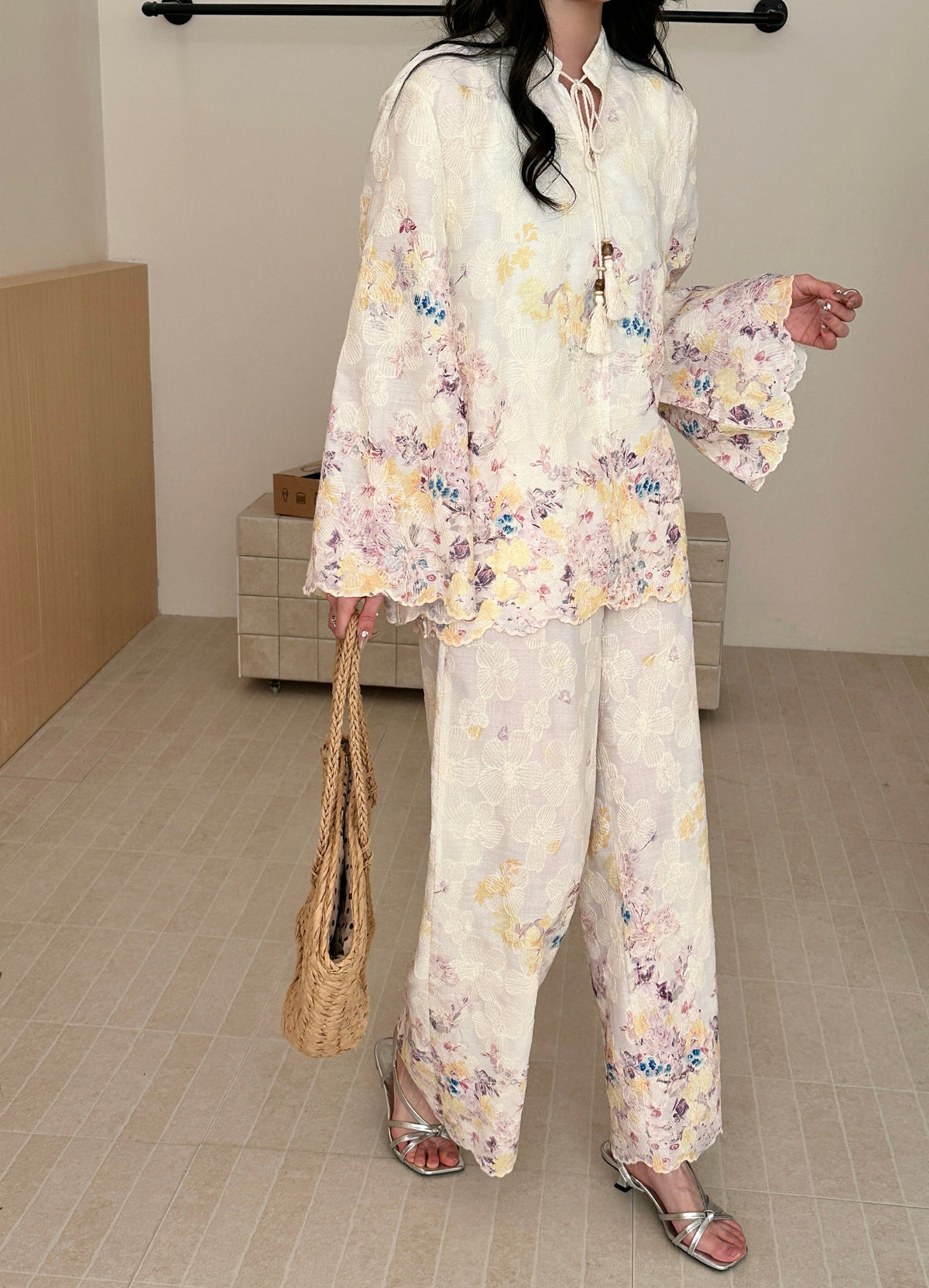 Galle Floral Suit with Embroidered Details