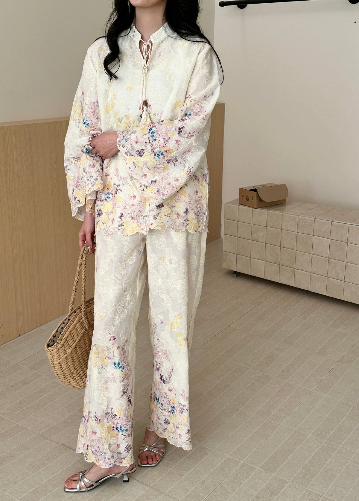 Galle Floral Suit with Embroidered Details