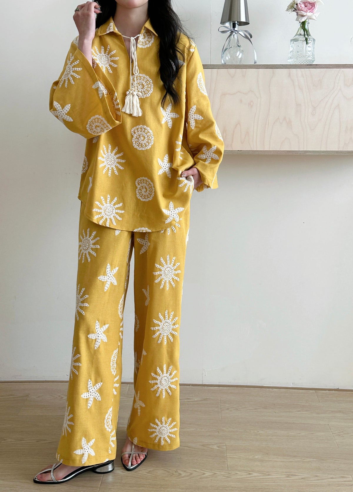 Canggu Embroidered Sun Suit Yellow
