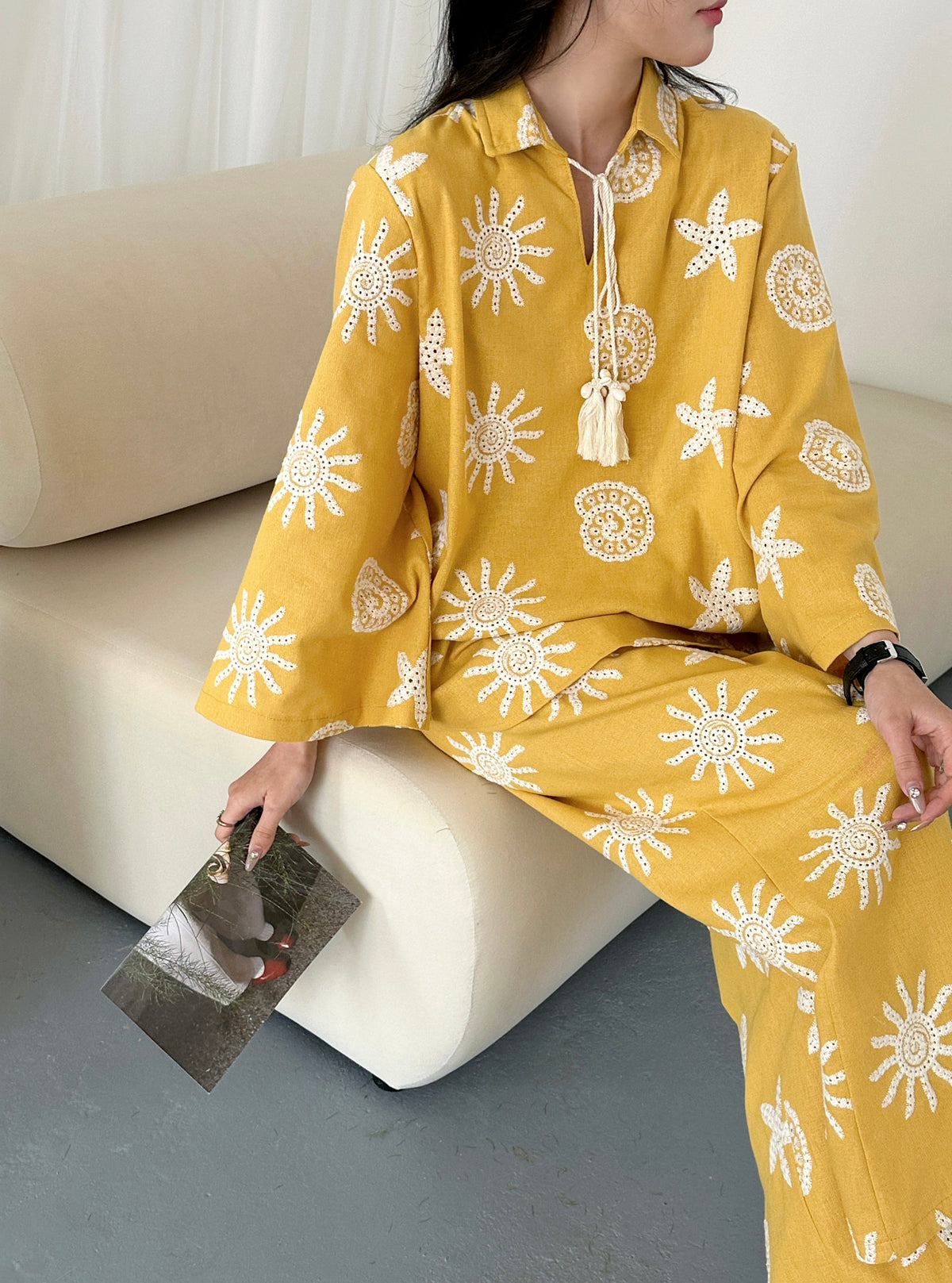 Canggu Embroidered Sun Suit Yellow