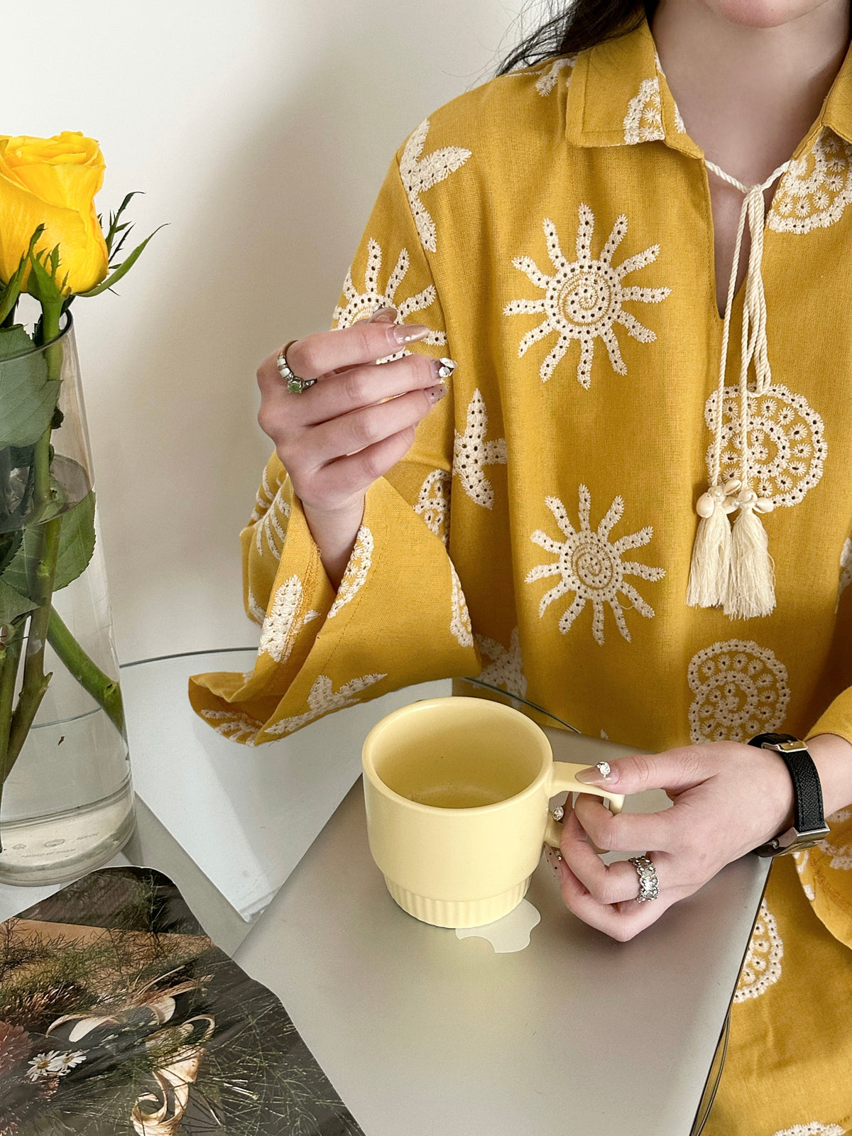 Canggu Embroidered Sun Suit Yellow